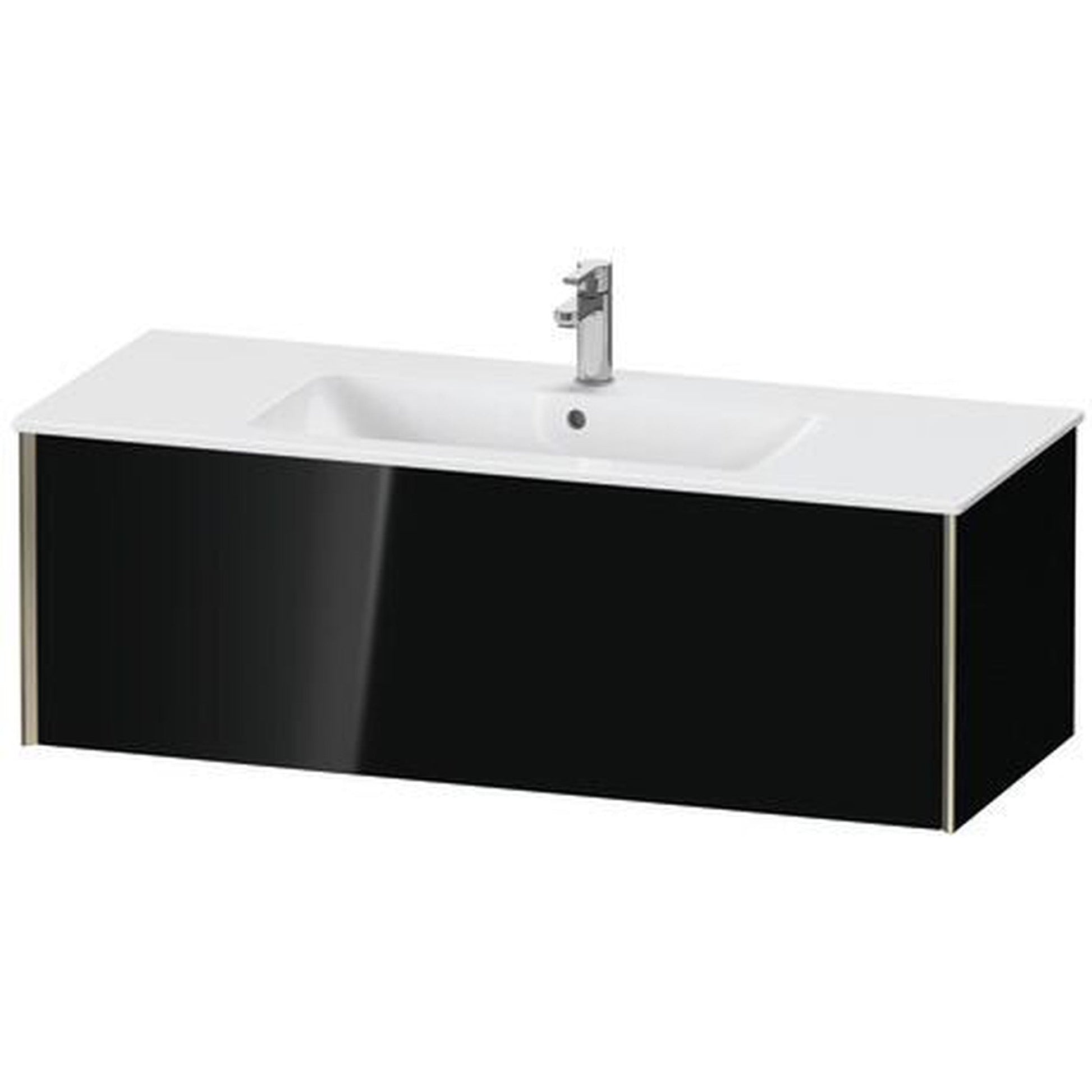 Duravit Xviu 48" x 16" x 19" One Drawer Wall-Mount Vanity Unit, Black High Gloss Lacquer (XV40280B140)