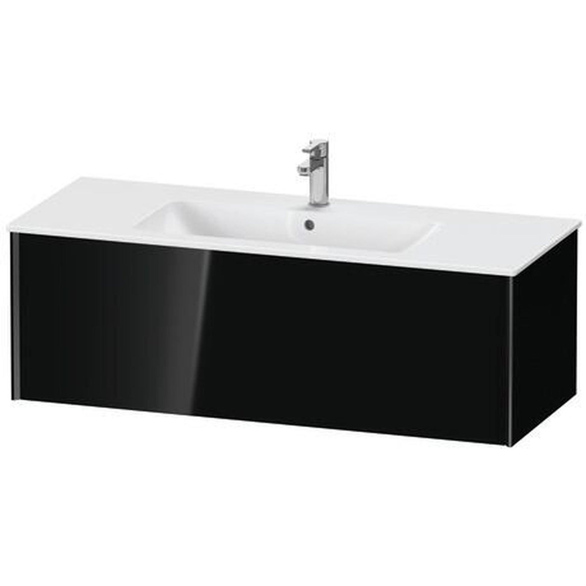 Duravit Xviu 48" x 16" x 19" One Drawer Wall-Mount Vanity Unit, Black High Gloss Lacquer (XV40280B240)
