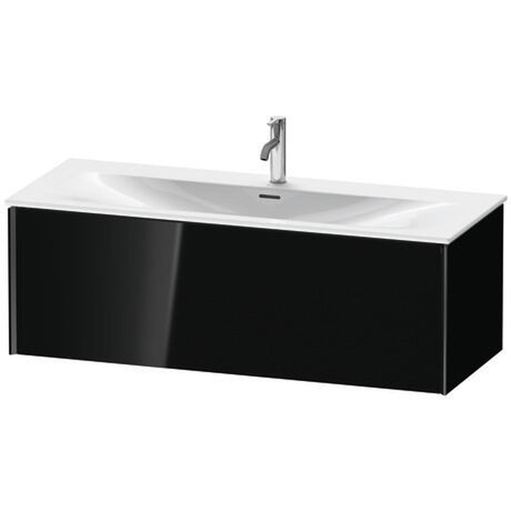 Duravit Xviu 48" x 16" x 19" One Drawer Wall-Mount Vanity Unit, Black High Gloss Lacquer (XV40360B240)
