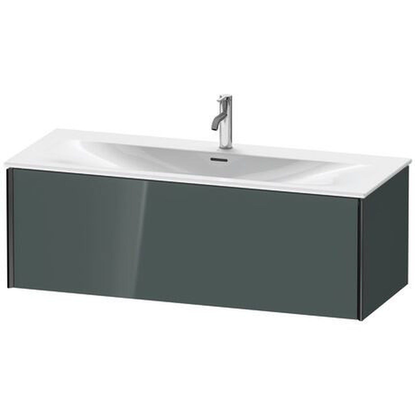 Duravit Xviu 48" x 16" x 19" One Drawer Wall-Mount Vanity Unit, Dolomiti Grey High Gloss Lacquer (XV40360B238)