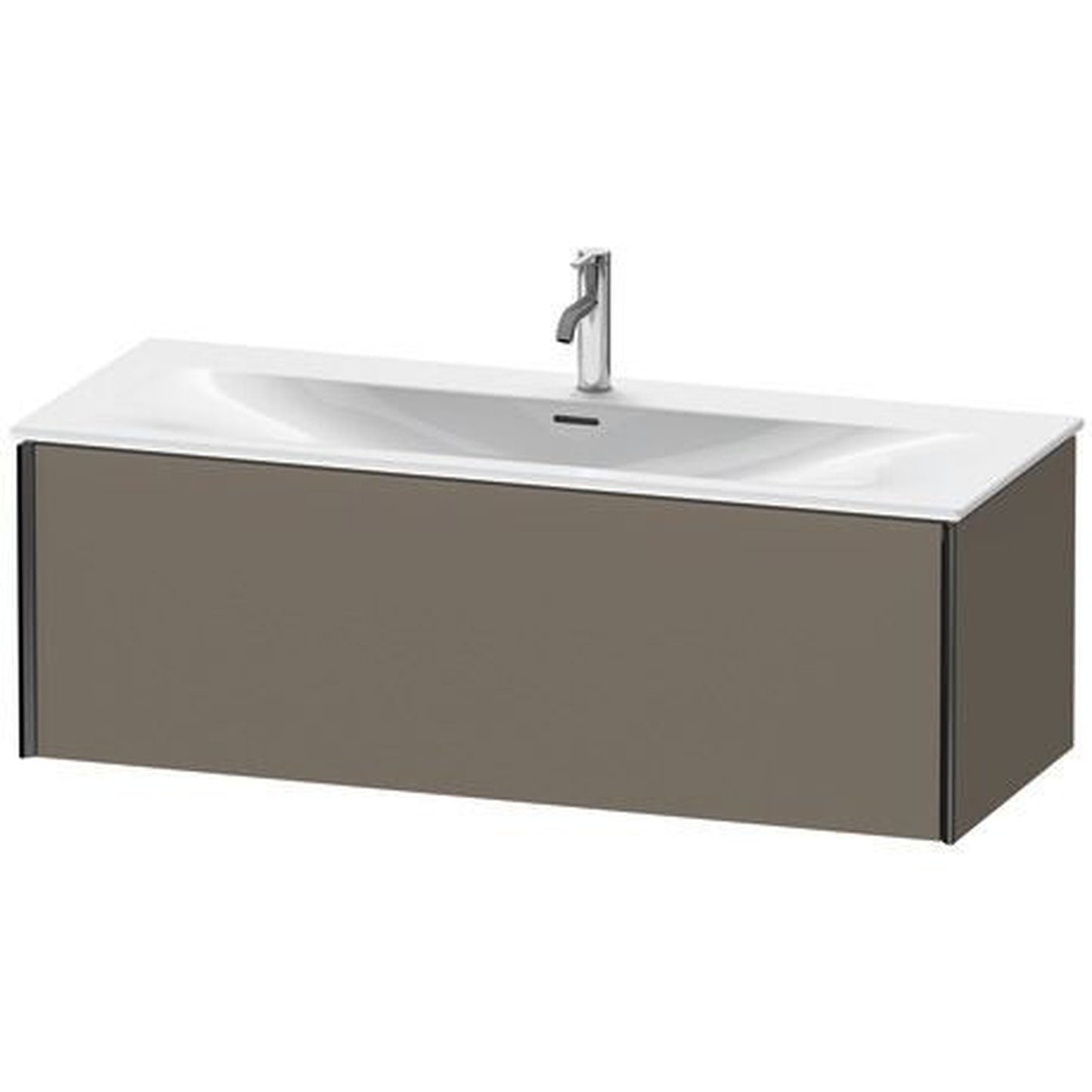 Duravit Xviu 48" x 16" x 19" One Drawer Wall-Mount Vanity Unit, Flannel Grey Satin Matt Lacquer (XV40360B290)