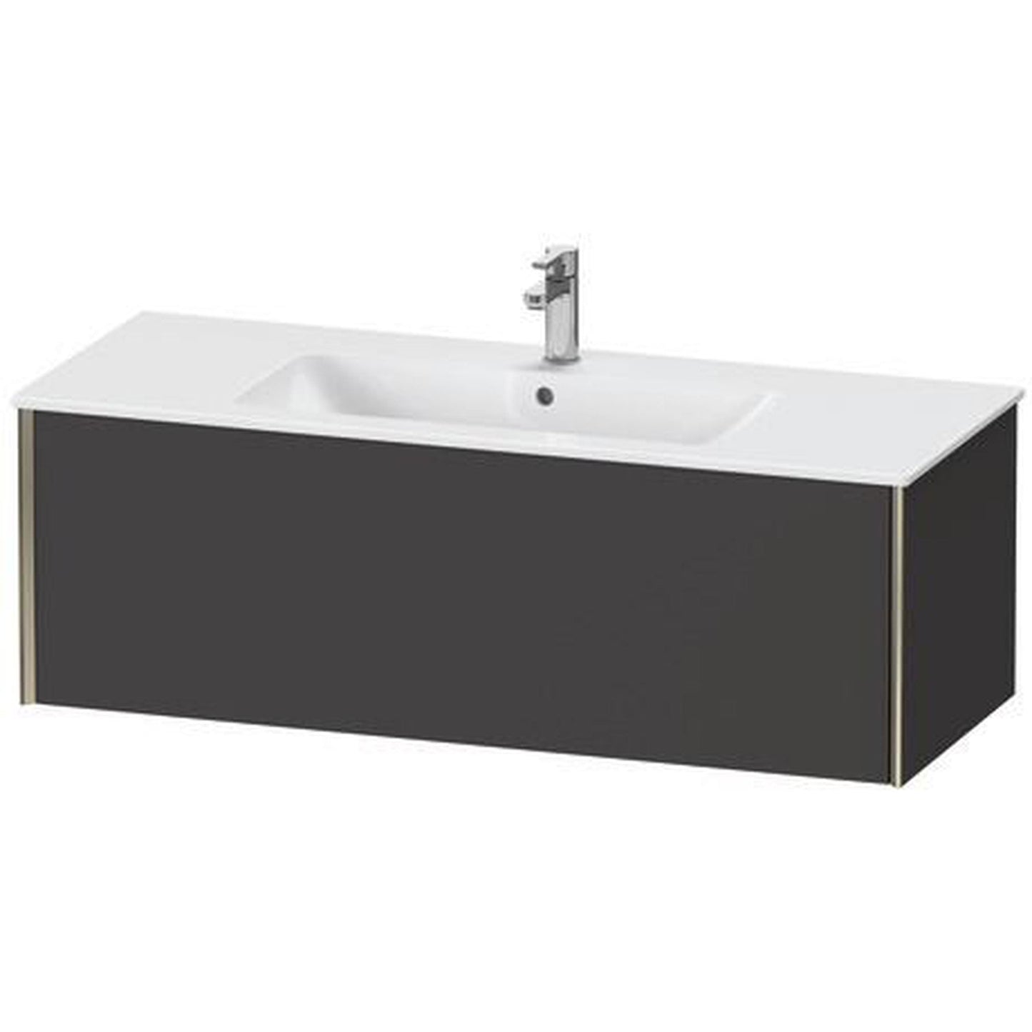 Duravit Xviu 48" x 16" x 19" One Drawer Wall-Mount Vanity Unit, Graphite Super Matt (XV40280B180)