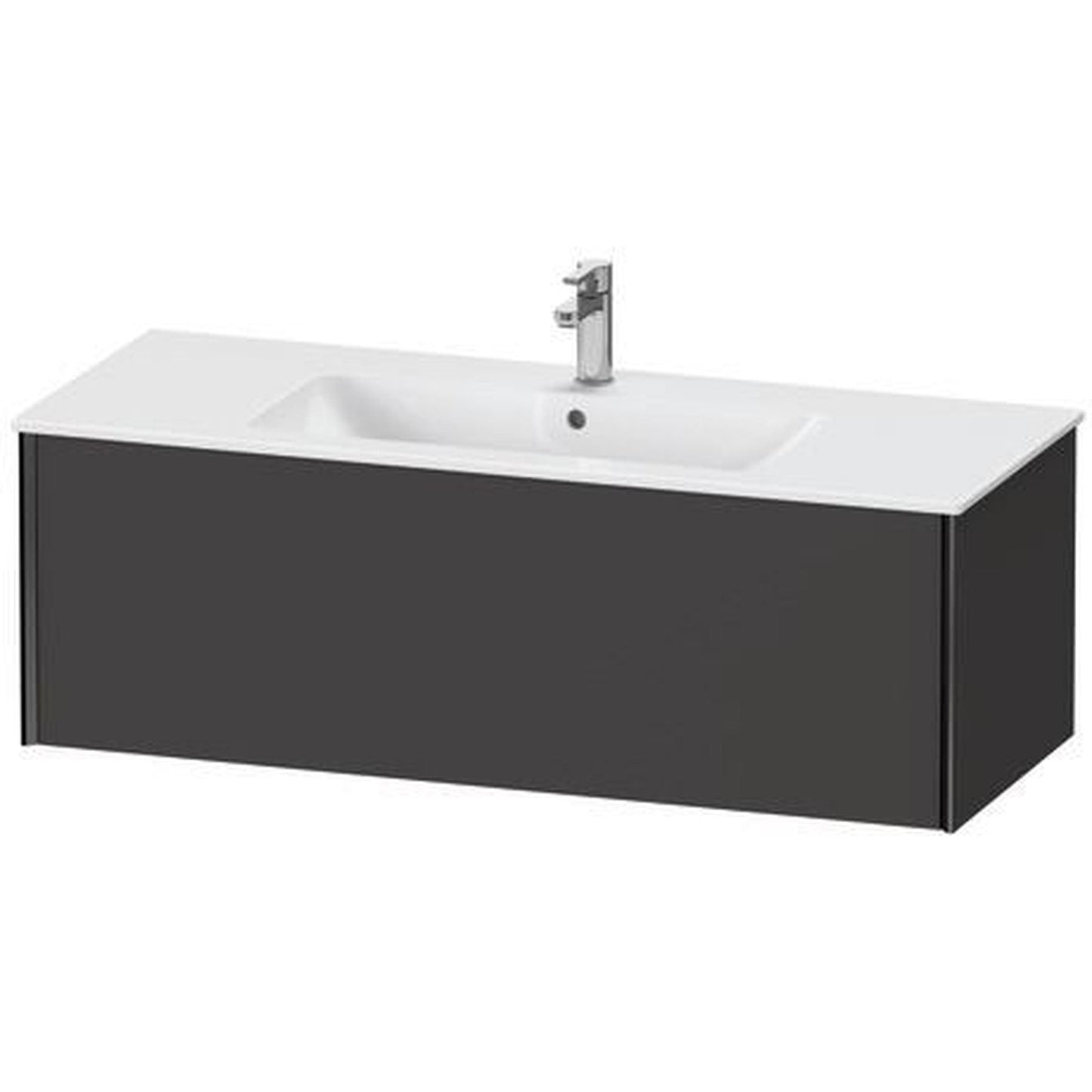Duravit Xviu 48" x 16" x 19" One Drawer Wall-Mount Vanity Unit, Graphite Super Matt (XV40280B280)