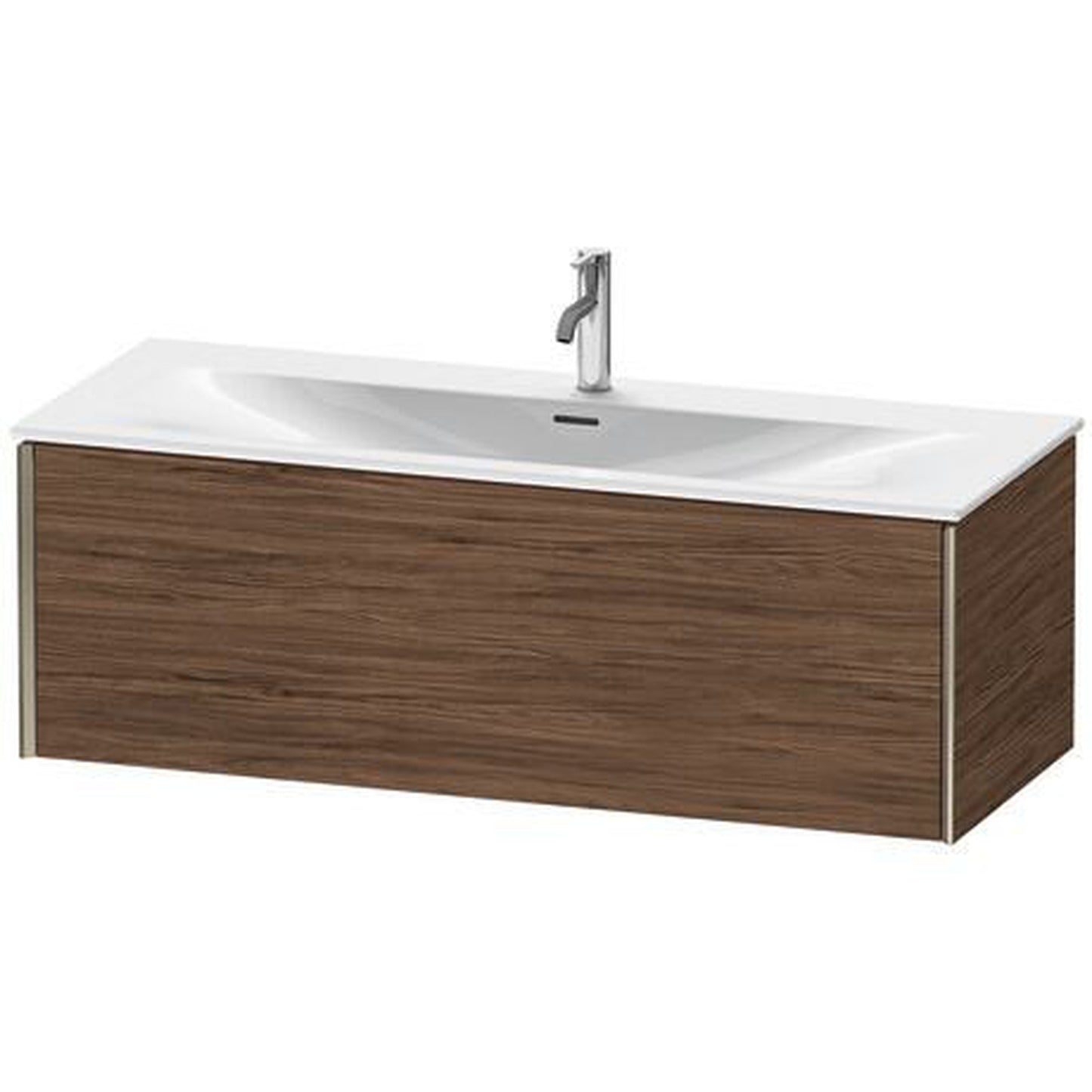 Duravit Xviu 48" x 16" x 19" One Drawer Wall-Mount Vanity Unit, Walnut Dark (XV40360B121)