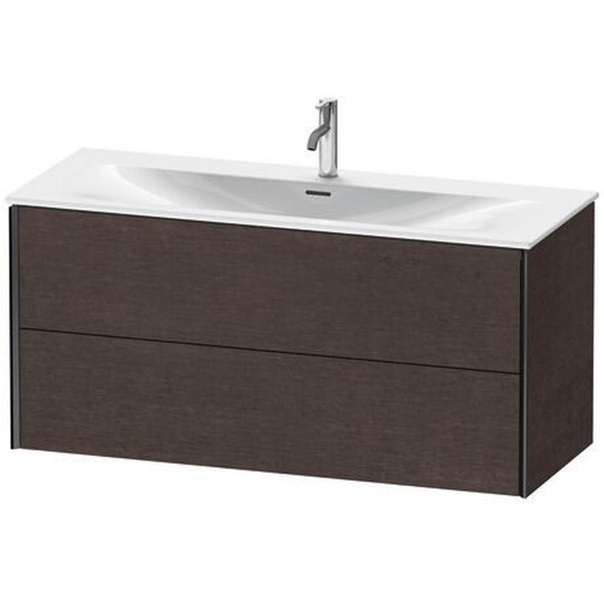 Duravit Xviu 48" x 22" x 17" Two Drawer Wall-Mount Vanity Unit, Brushed Dark Oak Real Wood Veneer (XV41360B272)