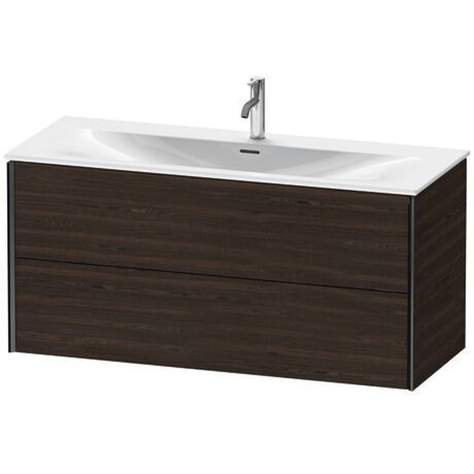Duravit Xviu 48" x 22" x 17" Two Drawer Wall-Mount Vanity Unit, Brushed Walnut Real Wood Veneer (XV41360B269)