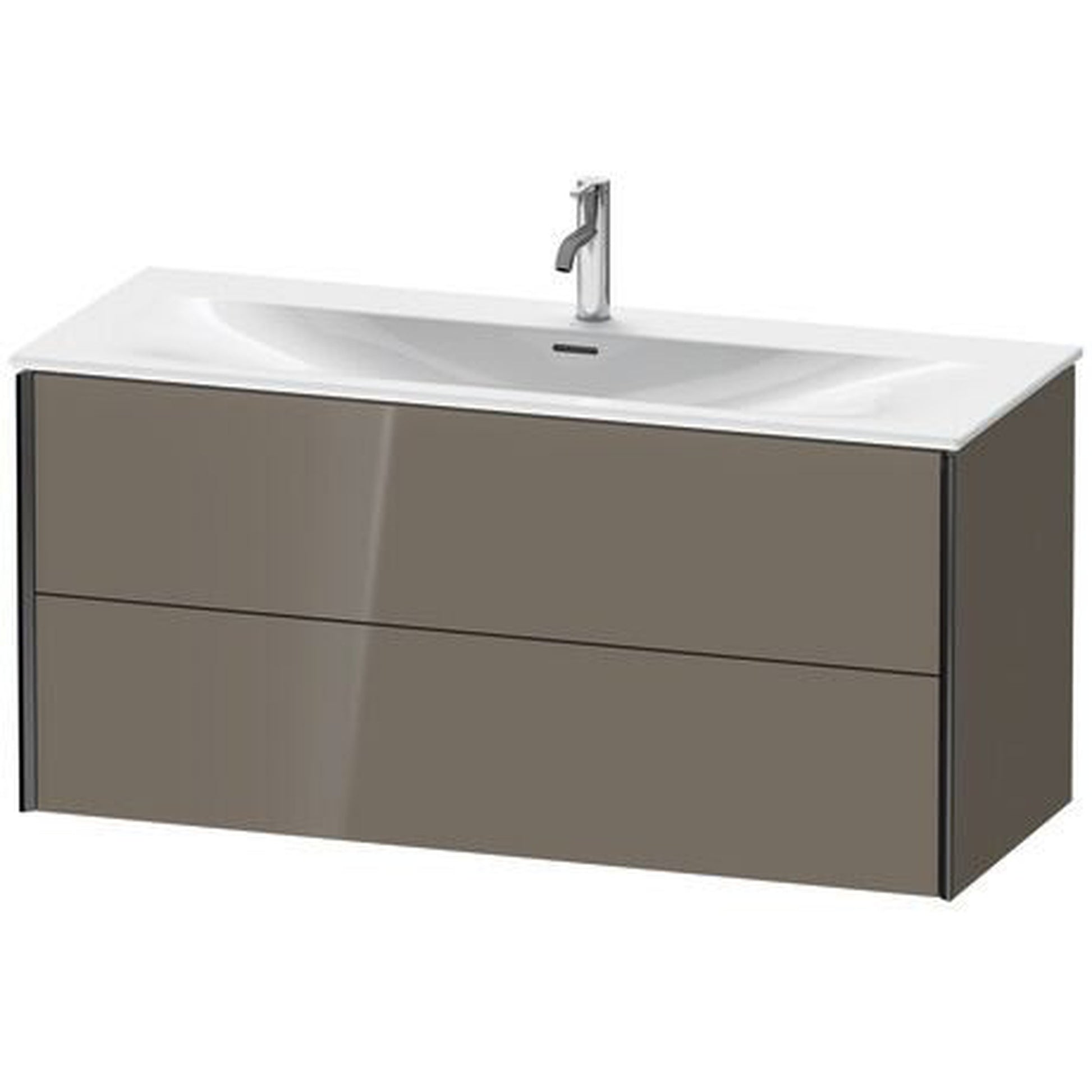 Duravit Xviu 48" x 22" x 17" Two Drawer Wall-Mount Vanity Unit, Flannel Grey High Gloss Lacquer (XV41360B289)