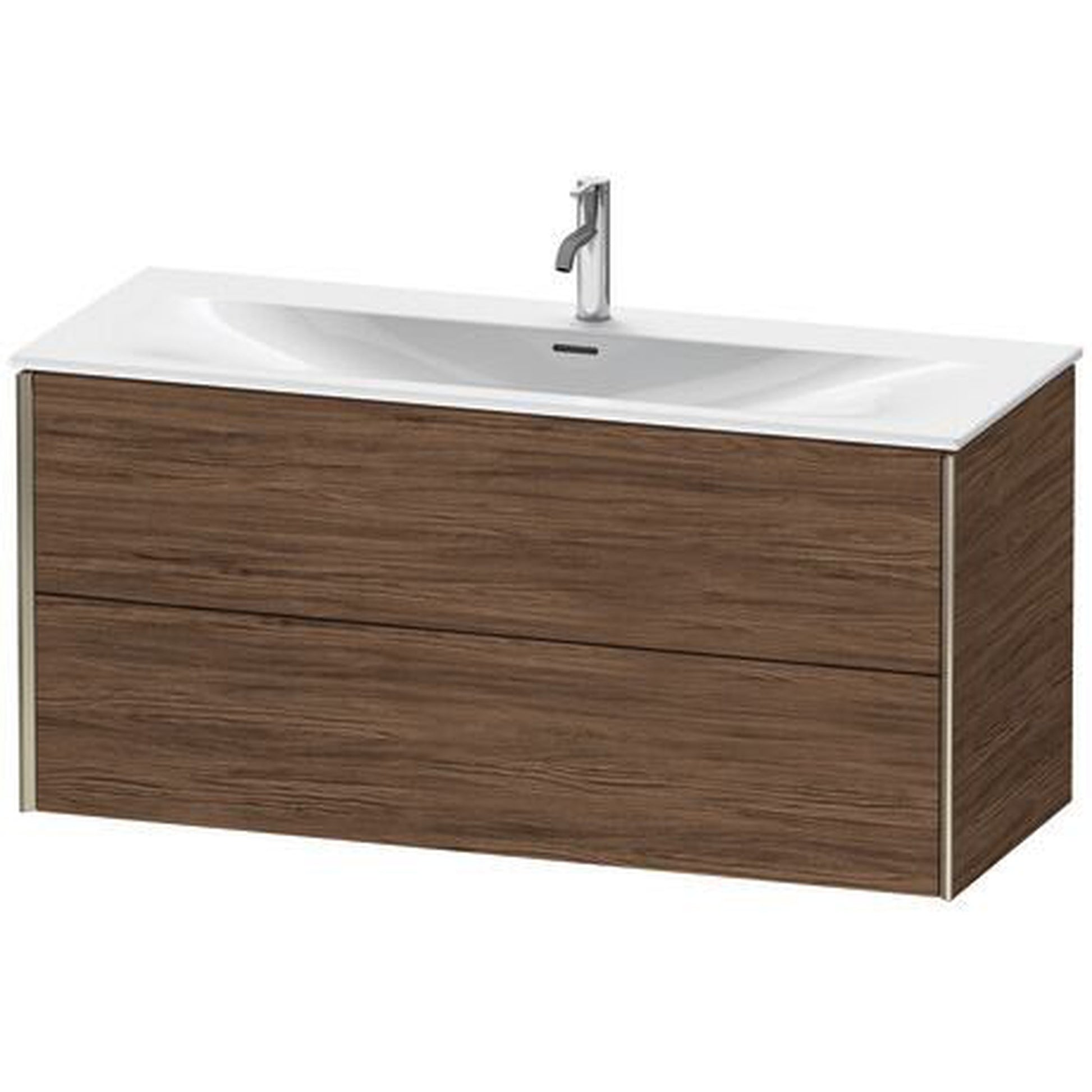 Duravit Xviu 48" x 22" x 17" Two Drawer Wall-Mount Vanity Unit, Walnut Dark (XV41360B121)