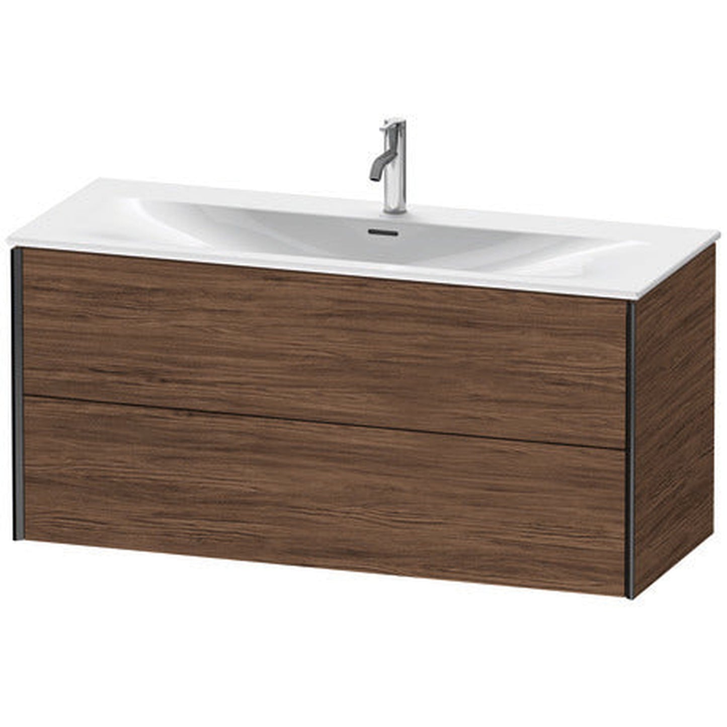 Duravit Xviu 48" x 22" x 17" Two Drawer Wall-Mount Vanity Unit, Walnut Dark (XV41360B221)