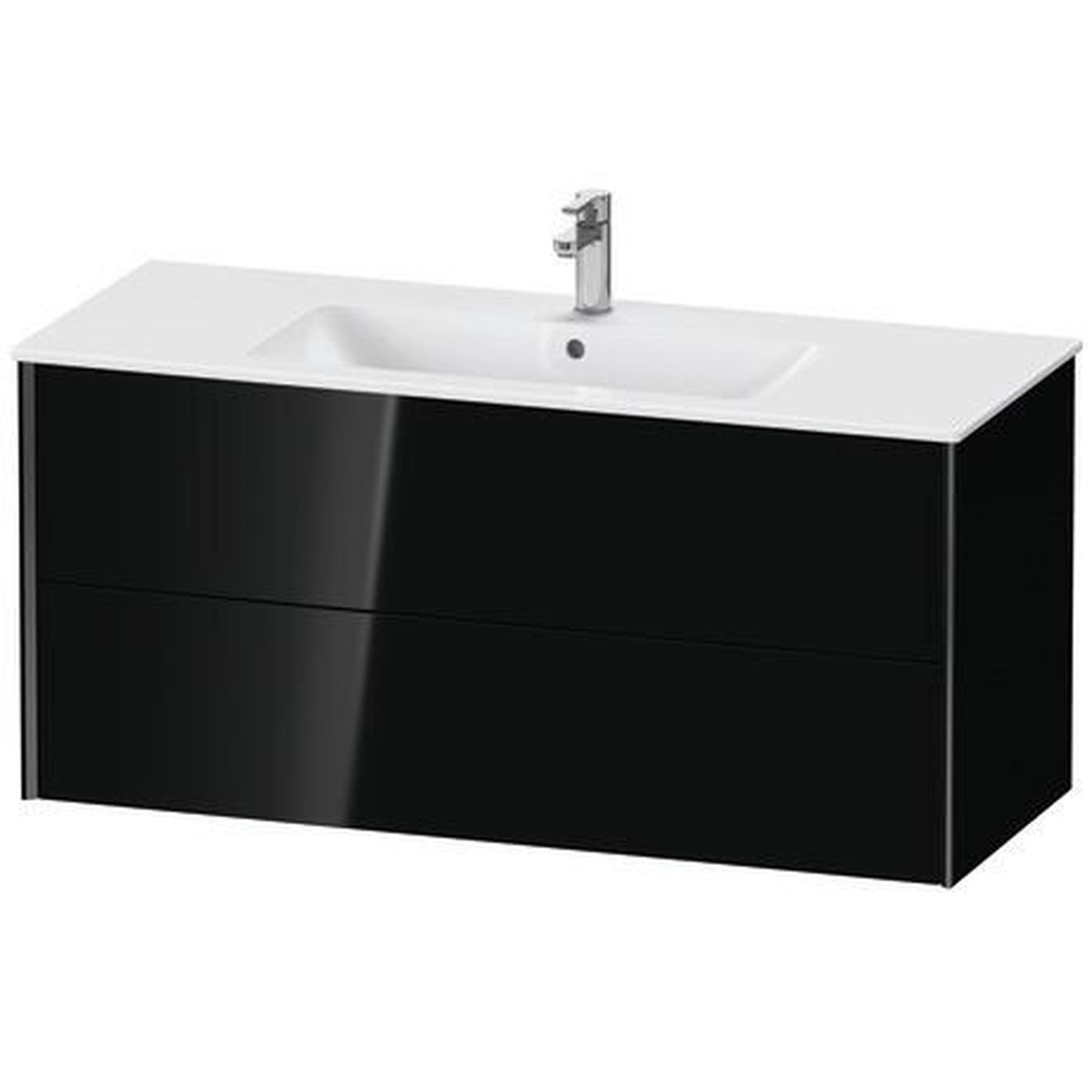 Duravit Xviu 48" x 22" x 19" Two Drawer Wall-Mount Vanity Unit, Black High Gloss Lacquer (XV41280B240)