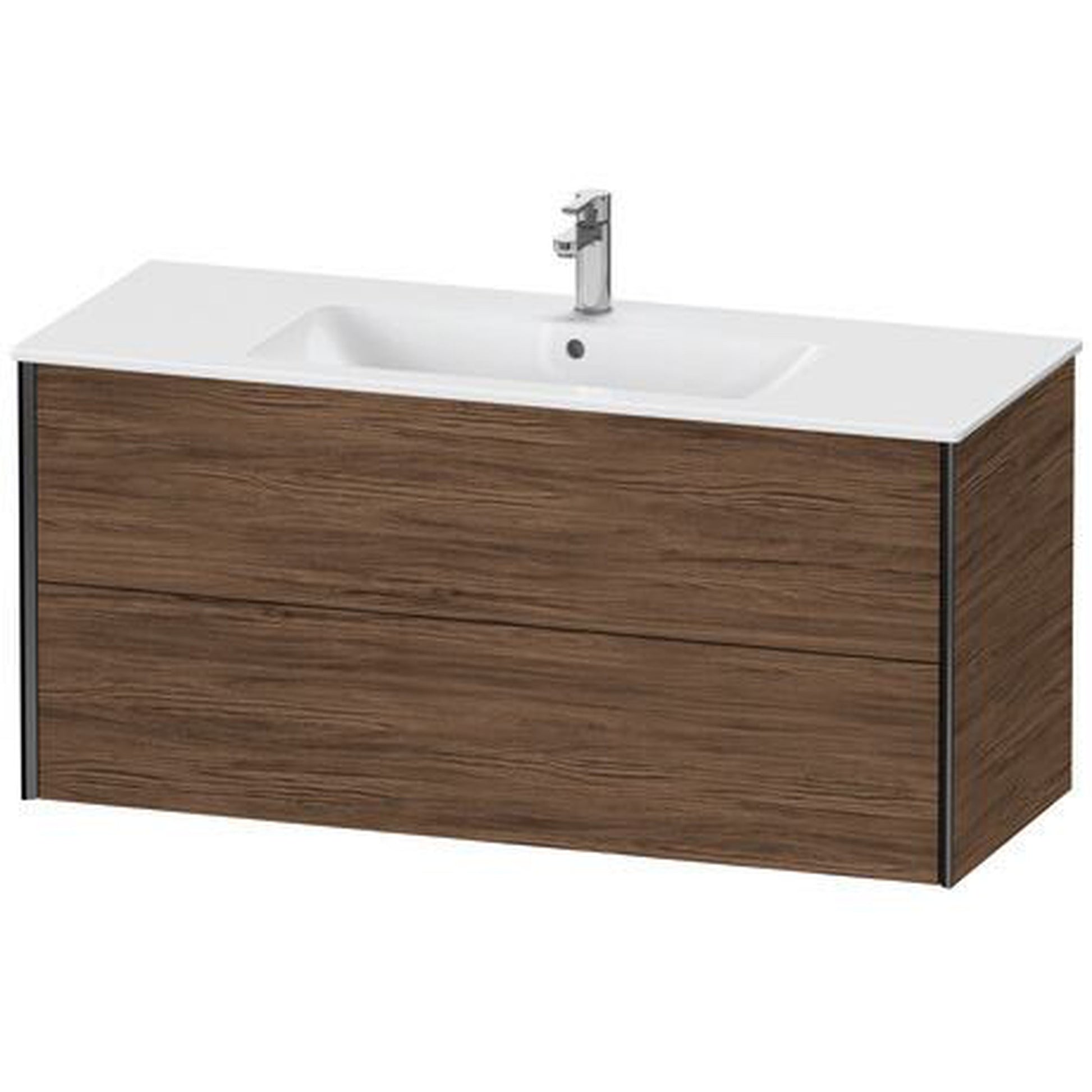 Duravit Xviu 48" x 22" x 19" Two Drawer Wall-Mount Vanity Unit, Walnut Dark (XV41280B221)