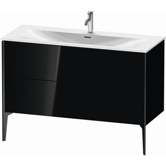Duravit Xviu 48" x 23" x 19" Two Drawer Floorstanding Vanity Unit, Black High Gloss Lacquer (XV43040B240)