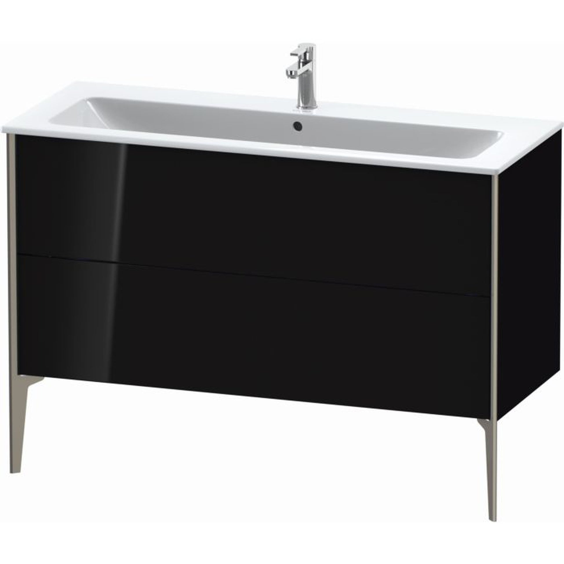 Duravit Xviu 48" x 23" x 19" Two Drawer Floorstanding Vanity Unit, Black High Gloss Lacquer (XV44840B140)