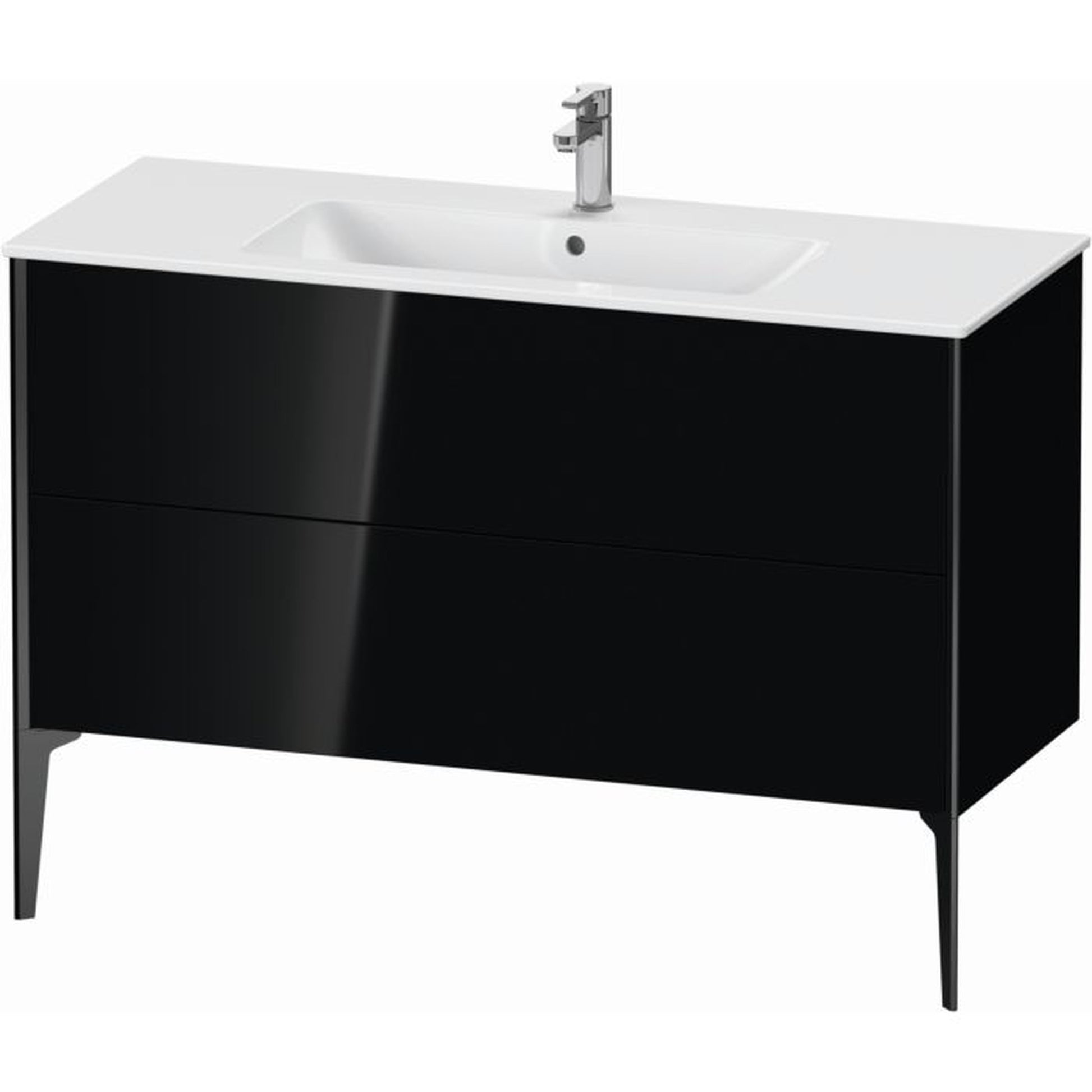 Duravit Xviu 48" x 23" x 19" Two Drawer Floorstanding Vanity Unit, Black High Gloss Lacquer (XV44840B240)