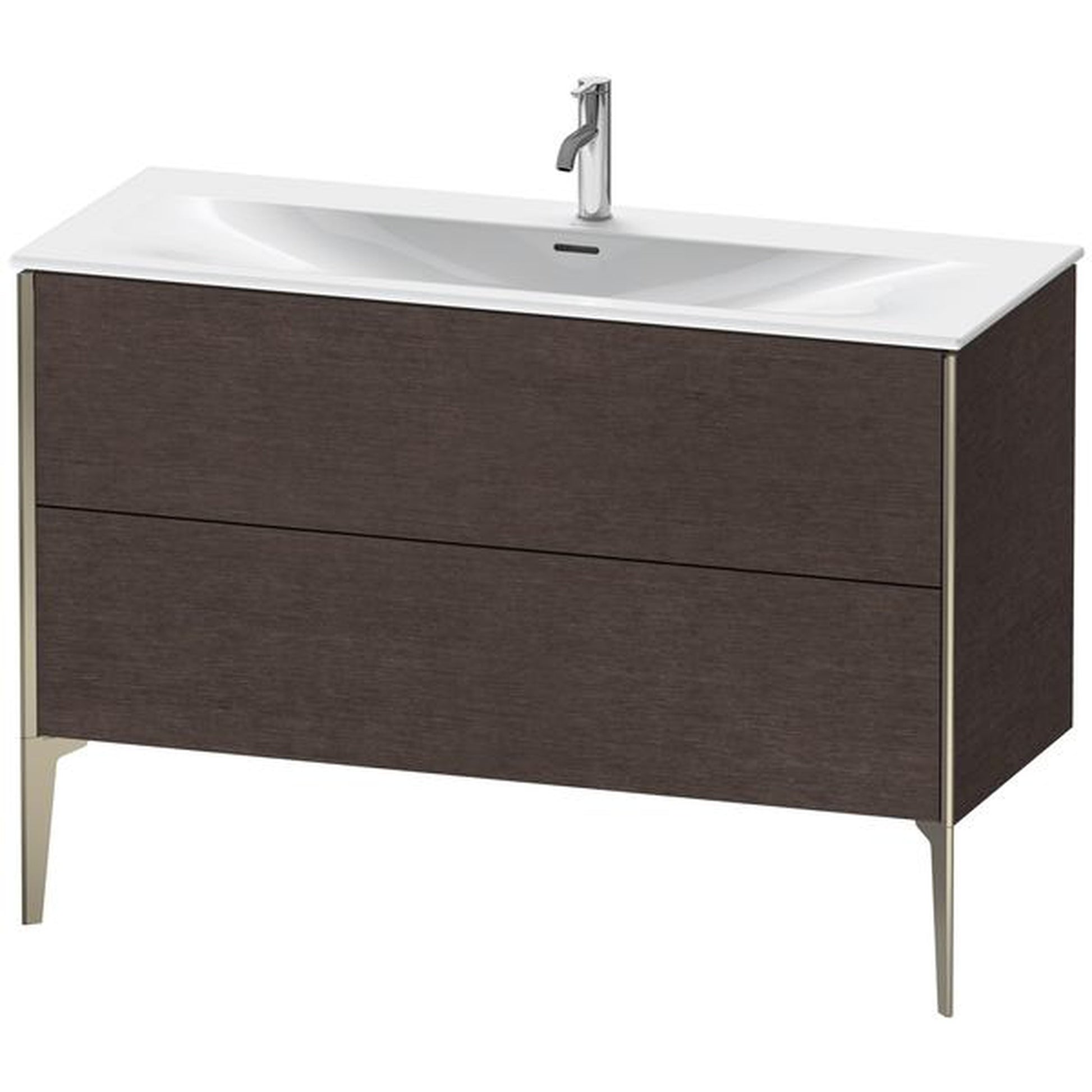 Duravit Xviu 48" x 23" x 19" Two Drawer Floorstanding Vanity Unit, Brushed Dark Oak Real Wood Veneer (XV43040B172)