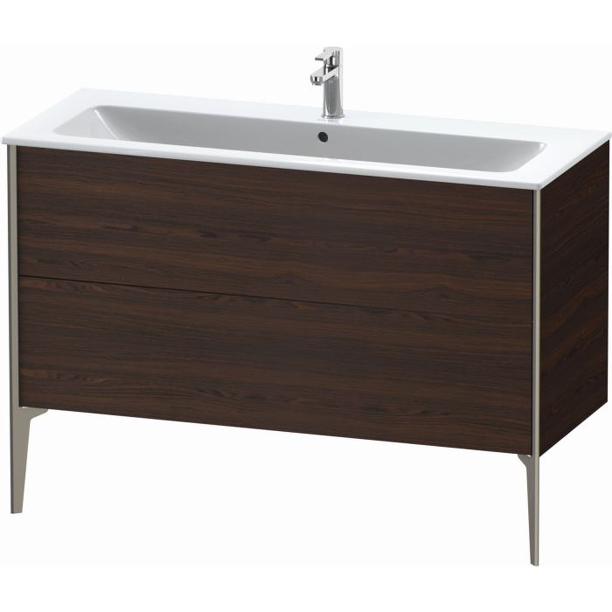 Duravit Xviu 48" x 23" x 19" Two Drawer Floorstanding Vanity Unit, Brushed Walnut Real Wood Veneer (XV44840B169)