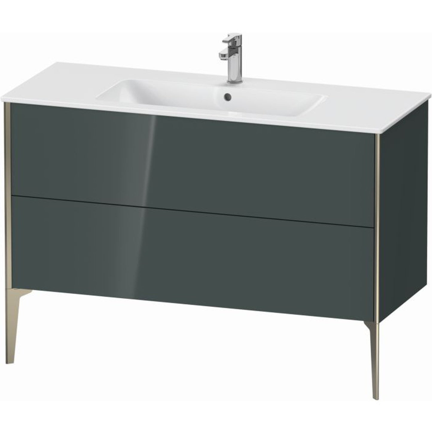 Duravit Xviu 48" x 23" x 19" Two Drawer Floorstanding Vanity Unit, Dolomiti Grey High Gloss Lacquer (XV44840B138)