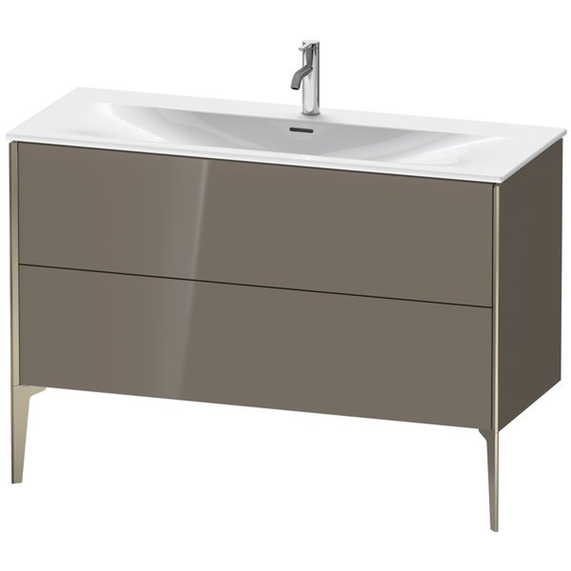 Duravit Xviu 48" x 23" x 19" Two Drawer Floorstanding Vanity Unit, Flannel Grey High Gloss Lacquer (XV43040B189)