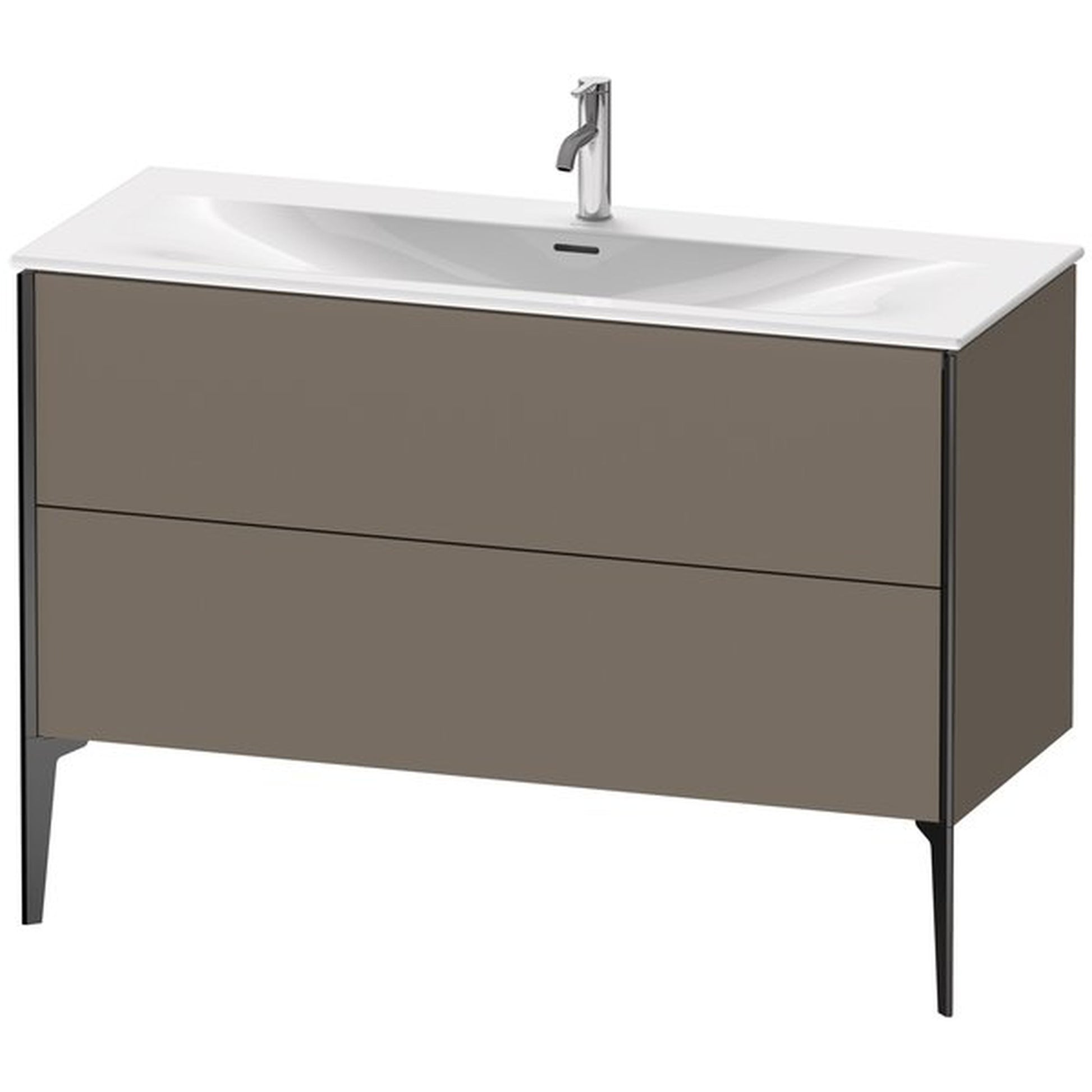 Duravit Xviu 48" x 23" x 19" Two Drawer Floorstanding Vanity Unit, Flannel Grey Satin Matt Lacquer (XV43040B290)