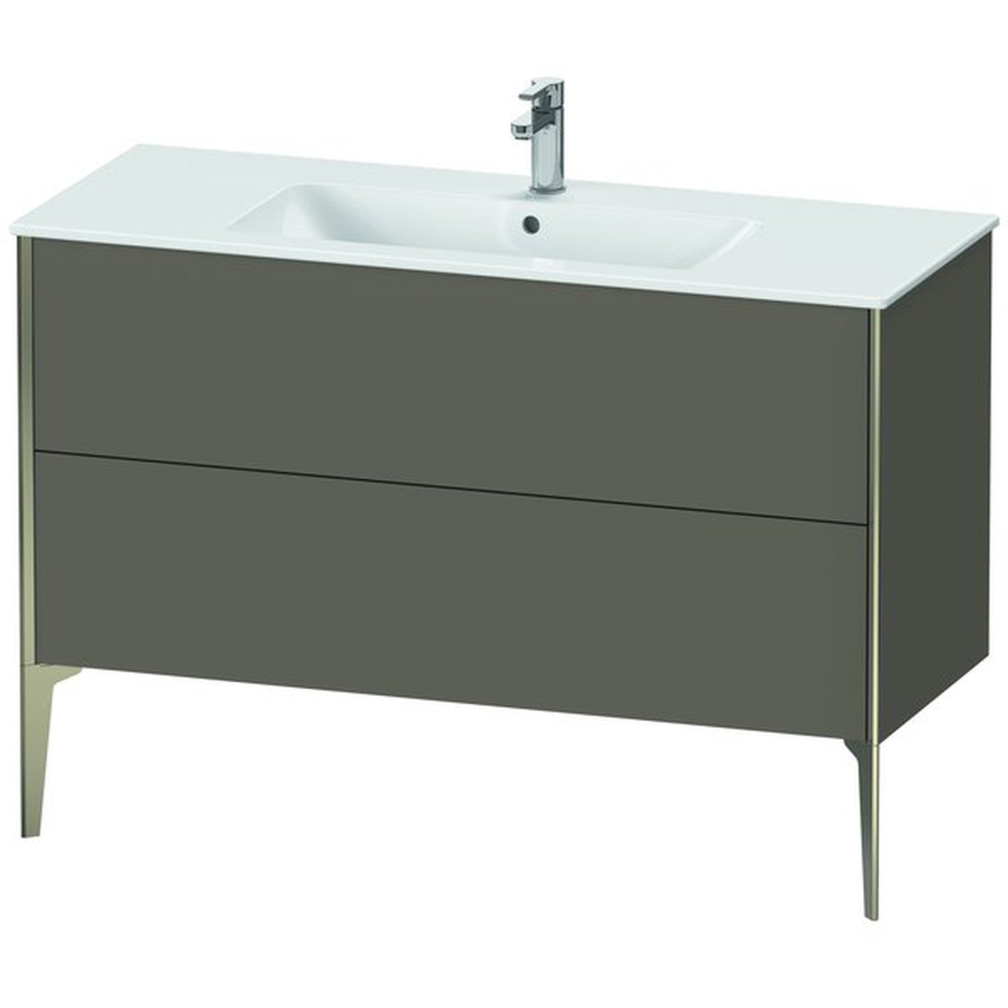 Duravit Xviu 48" x 23" x 19" Two Drawer Floorstanding Vanity Unit, Flannel Grey Satin Matt Lacquer (XV44840B190)