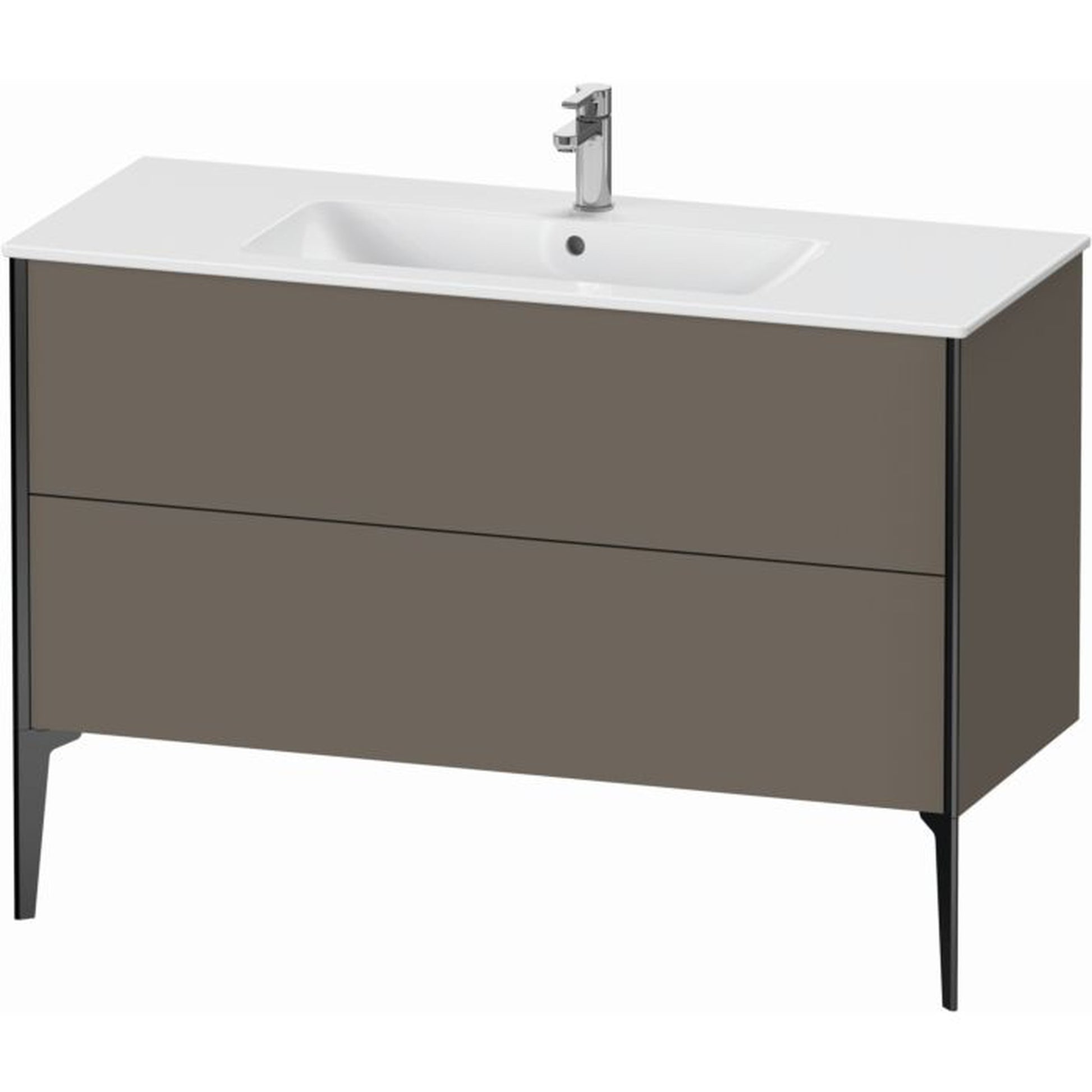 Duravit Xviu 48" x 23" x 19" Two Drawer Floorstanding Vanity Unit, Flannel Grey Satin Matt Lacquer (XV44840B290)
