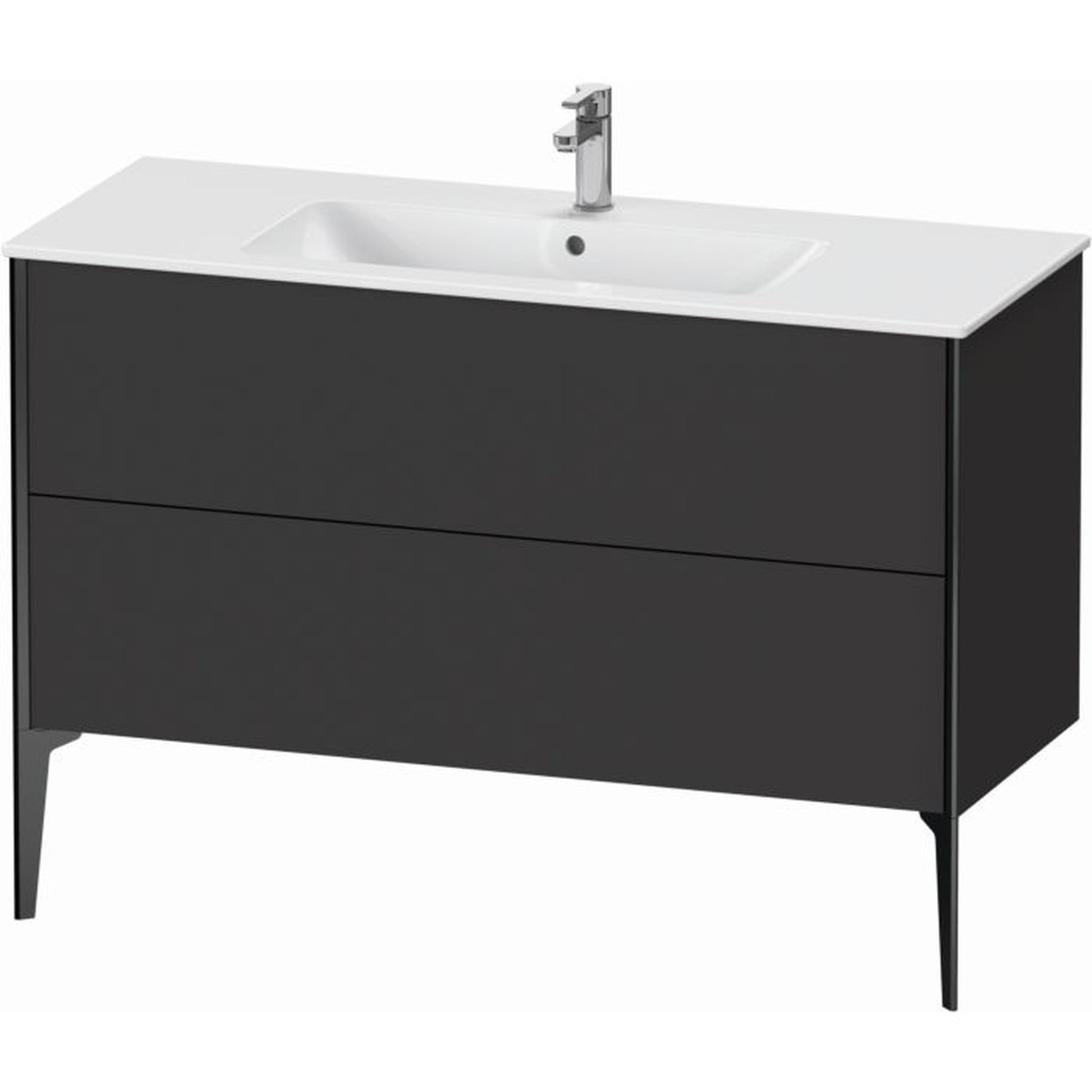 Duravit Xviu 48" x 23" x 19" Two Drawer Floorstanding Vanity Unit, Graphite Super Matt (XV44840B280)