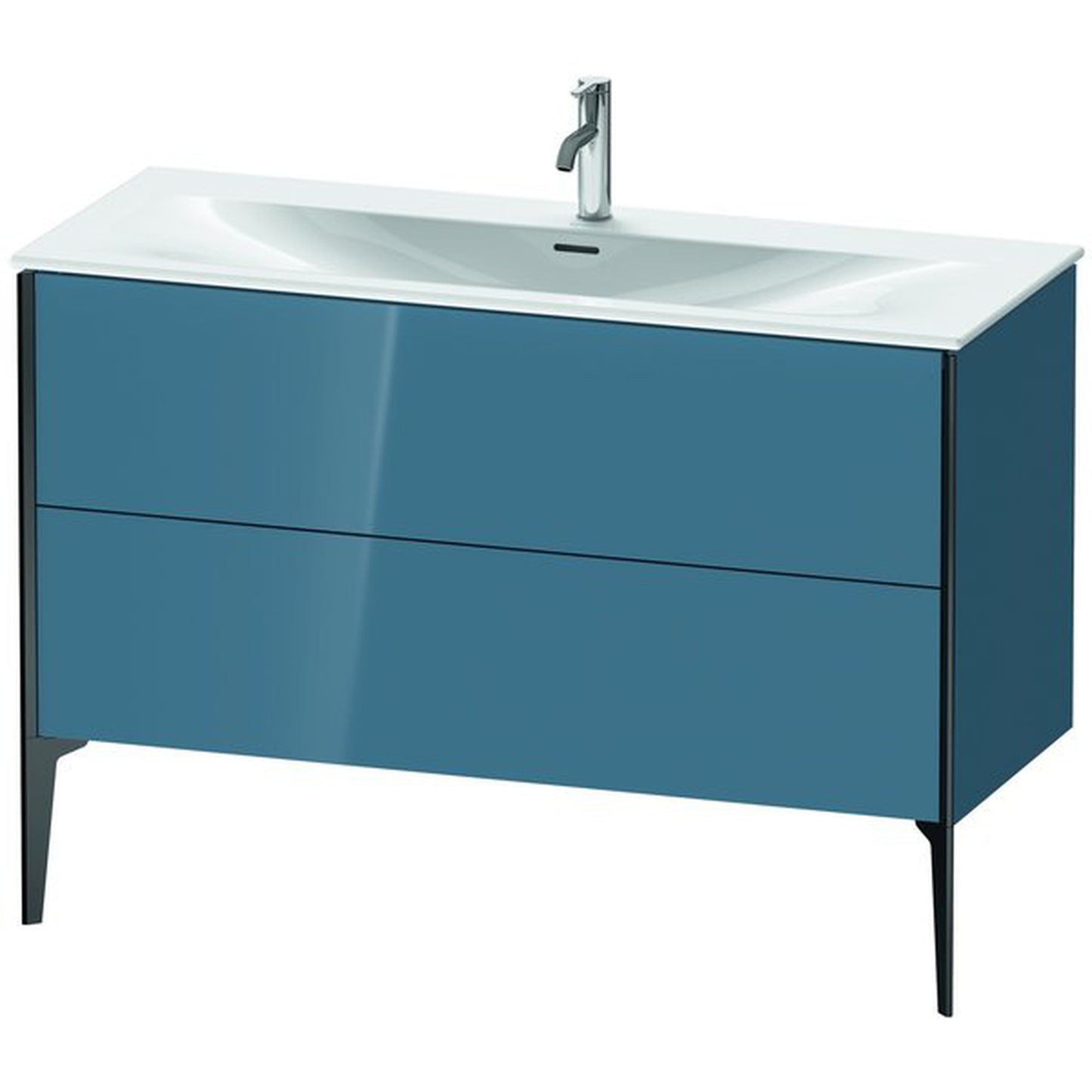 Duravit Xviu 48" x 23" x 19" Two Drawer Floorstanding Vanity Unit, Stone Blue High Gloss Lacquer (XV43040B247)