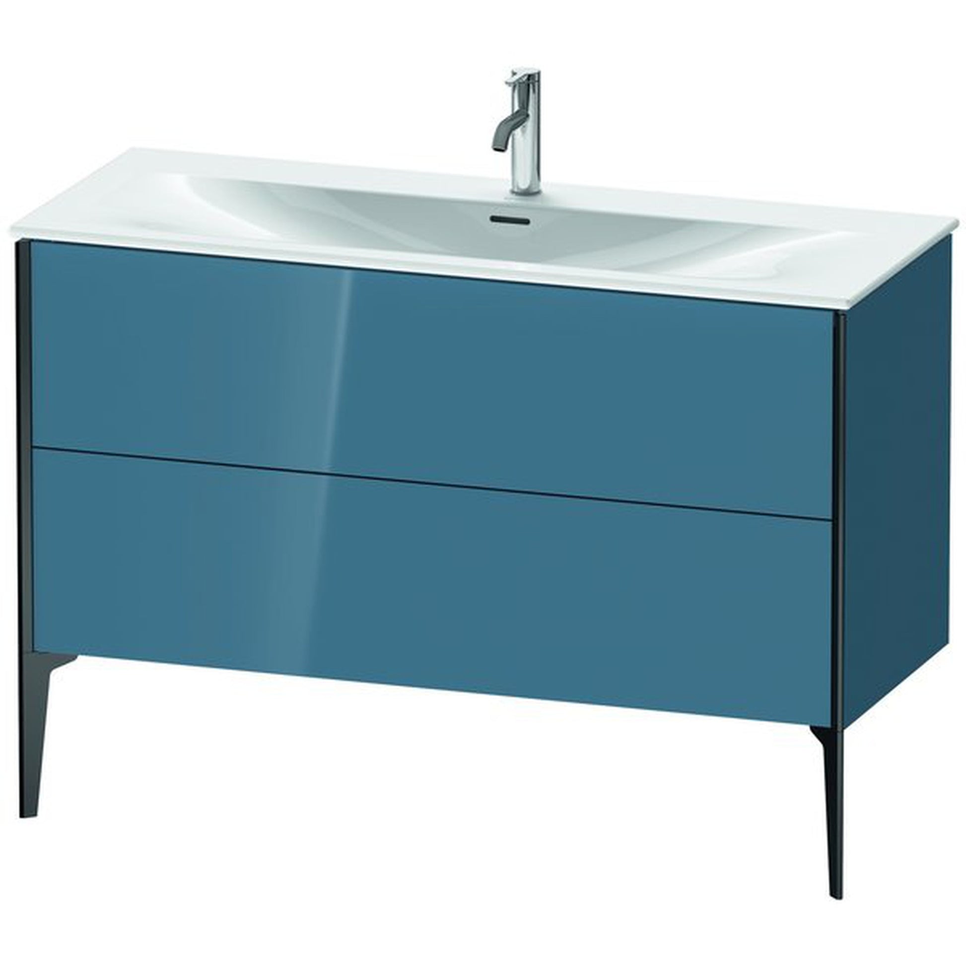 Duravit Xviu 48" x 23" x 19" Two Drawer Floorstanding Vanity Unit, Stone Blue High Gloss Lacquer (XV43040B247)