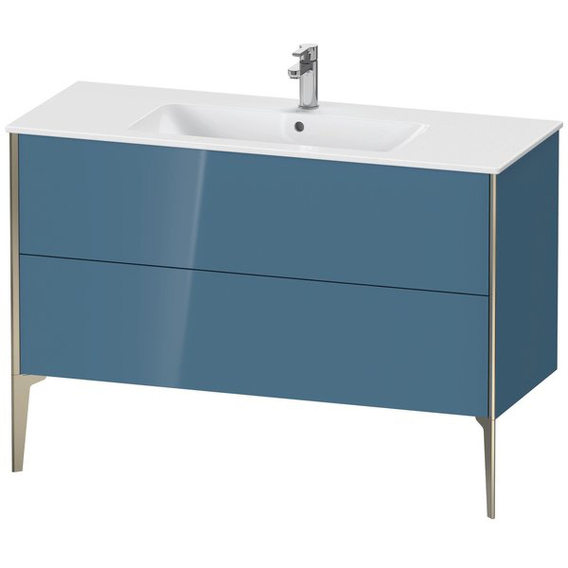 Duravit Xviu 48" x 23" x 19" Two Drawer Floorstanding Vanity Unit, Stone Blue High Gloss Lacquer (XV44840B147)