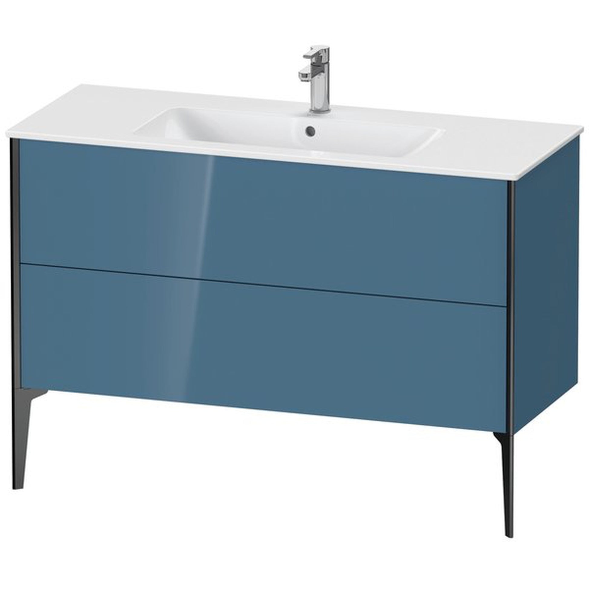Duravit Xviu 48" x 23" x 19" Two Drawer Floorstanding Vanity Unit, Stone Blue High Gloss Lacquer (XV44840B247)