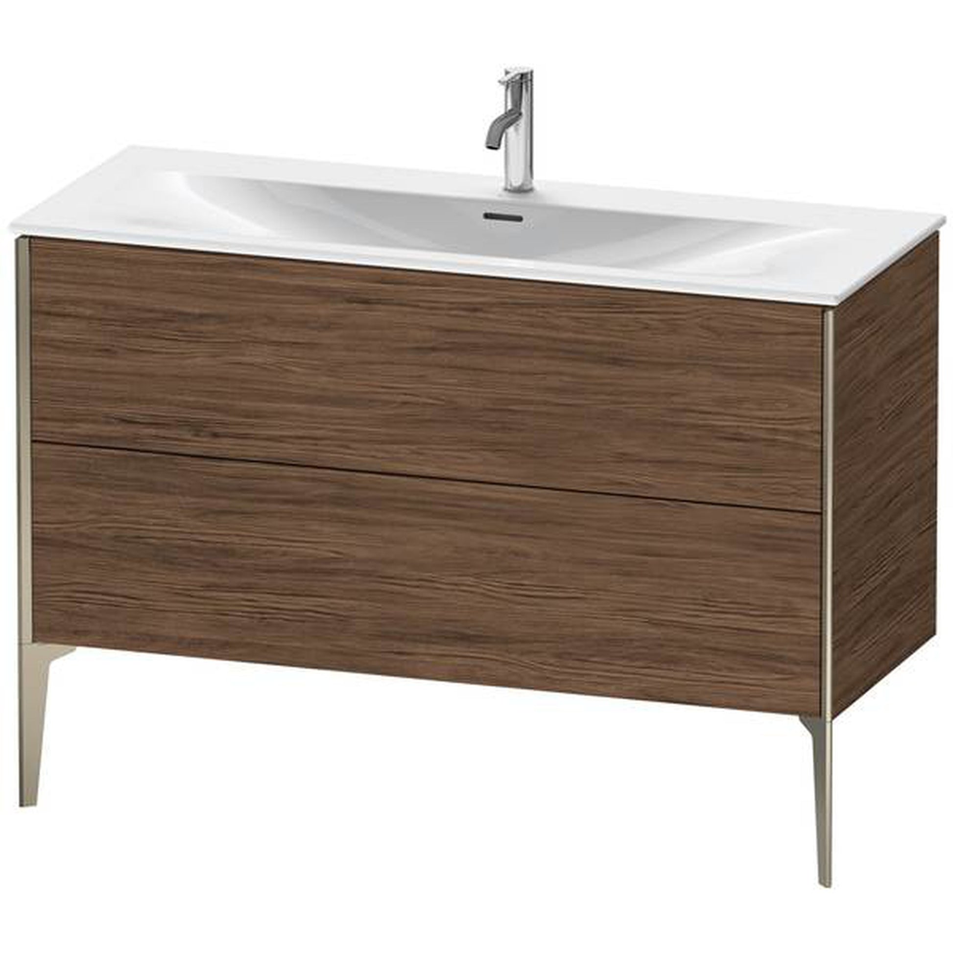 Duravit Xviu 48" x 23" x 19" Two Drawer Floorstanding Vanity Unit, Walnut Dark (XV43040B121)