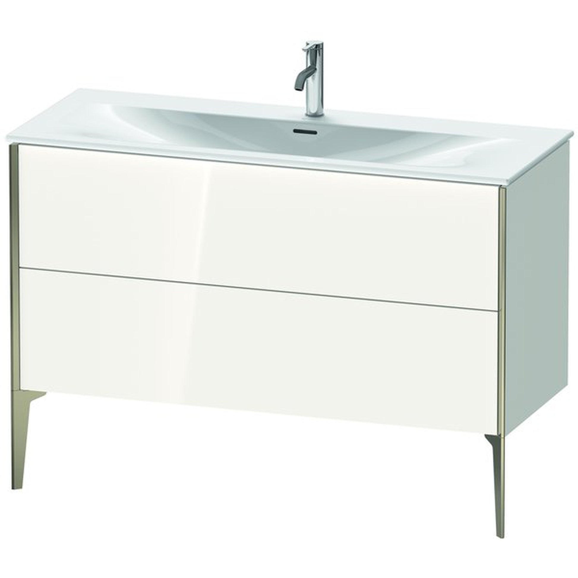 Duravit Xviu 48" x 23" x 19" Two Drawer Floorstanding Vanity Unit, White High Gloss Lacquer (XV43040B185)