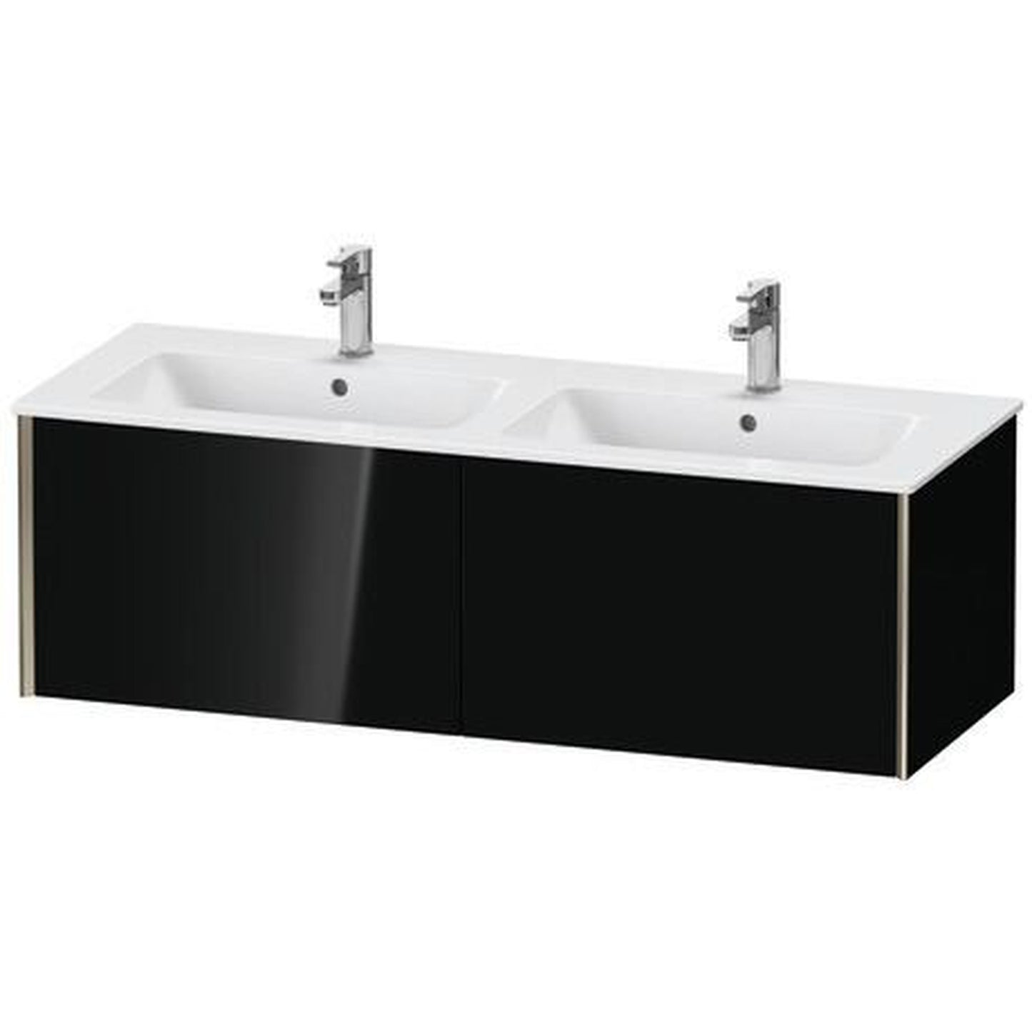 Duravit Xviu 50" x 16" x 19" Two Drawer Wall-Mount Vanity Unit, Black High Gloss Lacquer (XV40290B140)