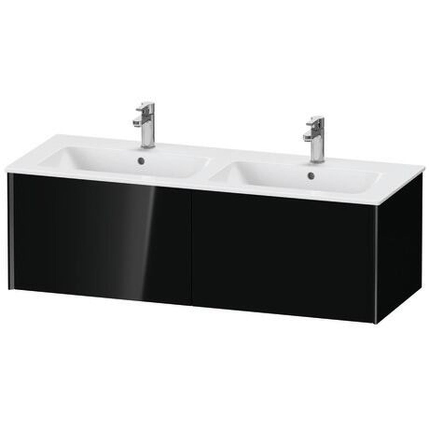 Duravit Xviu 50" x 16" x 19" Two Drawer Wall-Mount Vanity Unit, Black High Gloss Lacquer (XV40290B240)