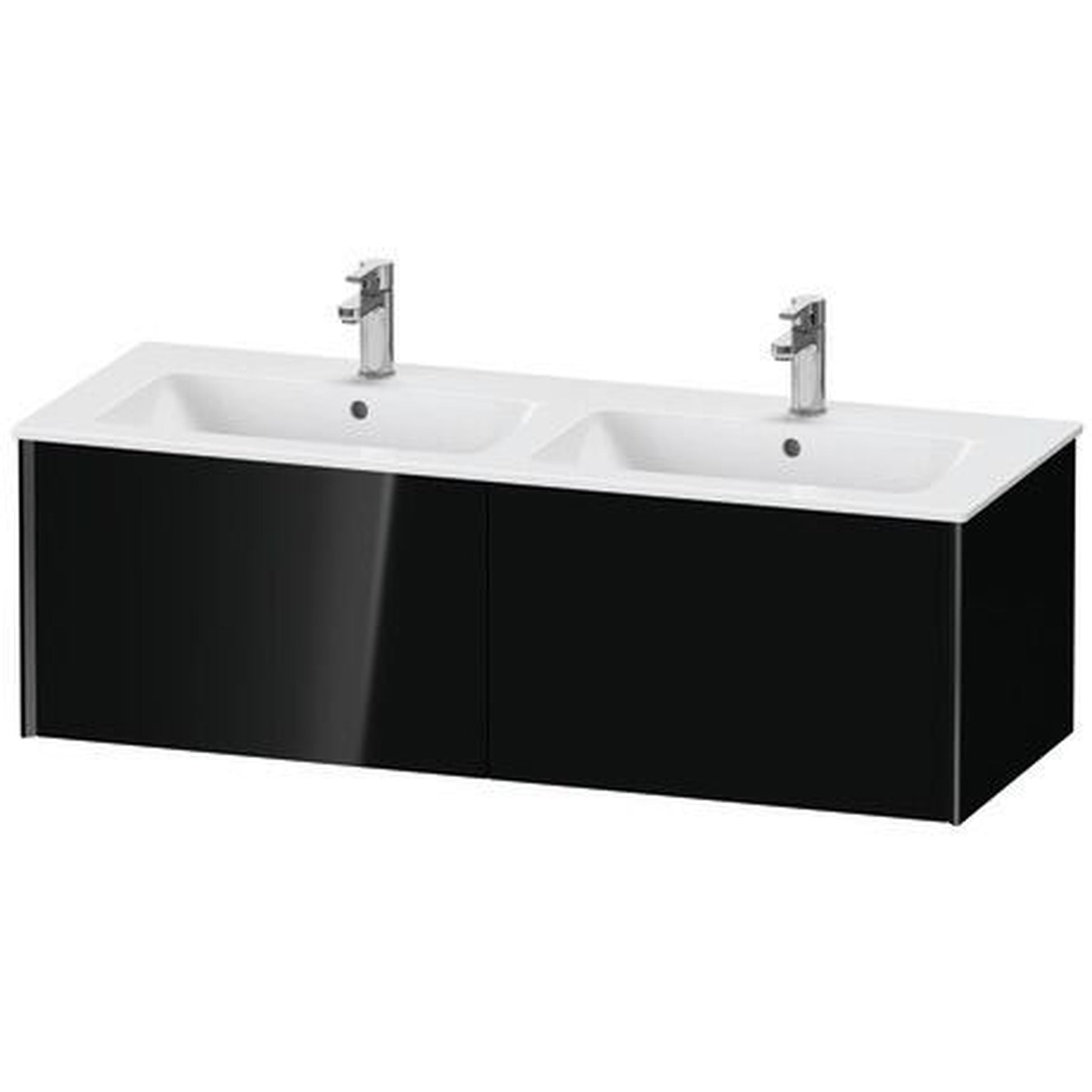 Duravit Xviu 50" x 16" x 19" Two Drawer Wall-Mount Vanity Unit, Black High Gloss Lacquer (XV40290B240)