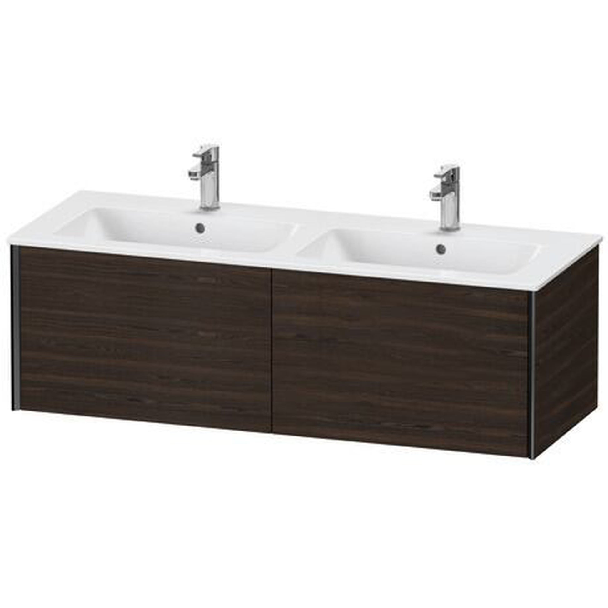 Duravit Xviu 50" x 16" x 19" Two Drawer Wall-Mount Vanity Unit, Brushed Walnut Real Wood Veneer (XV40290B269)