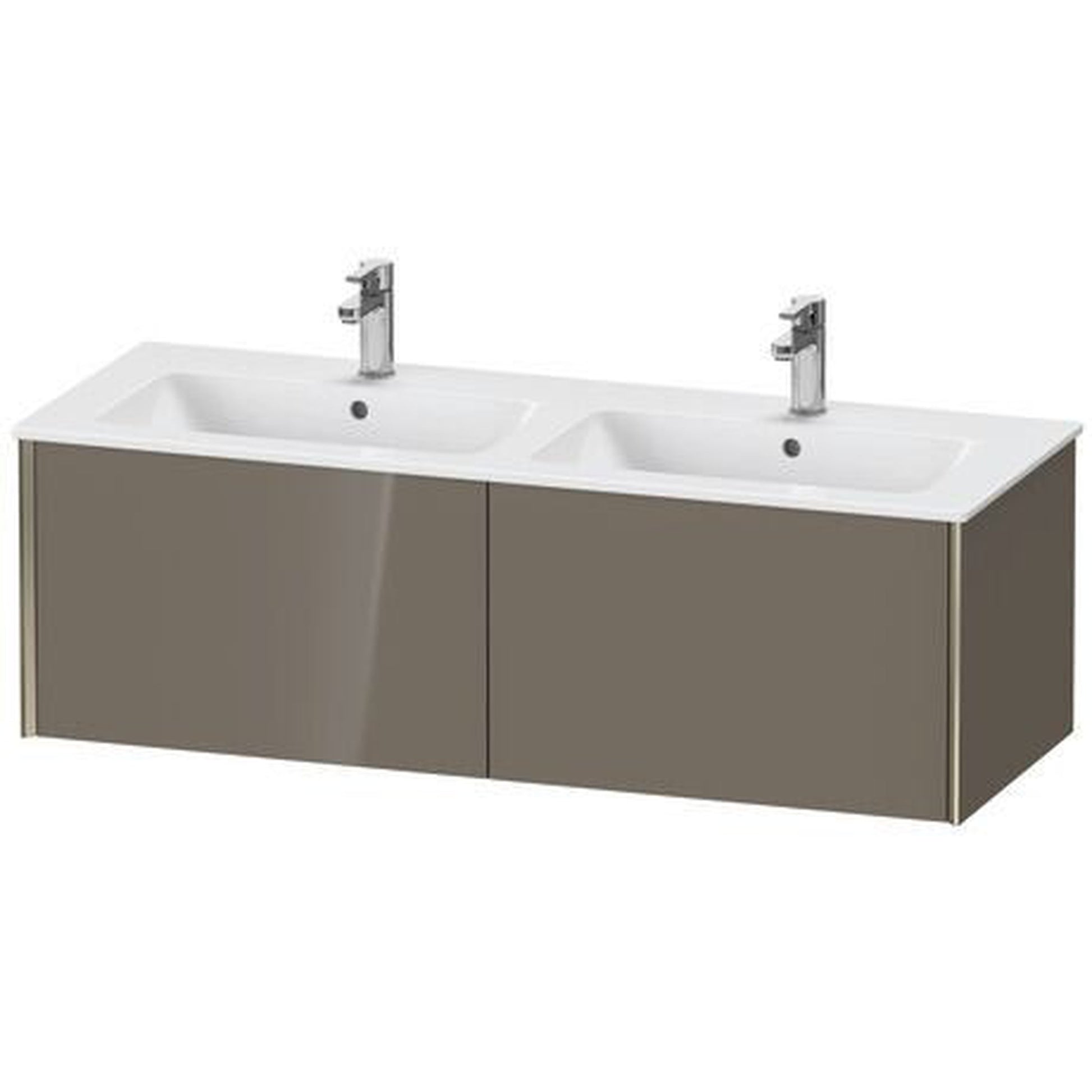 Duravit Xviu 50" x 16" x 19" Two Drawer Wall-Mount Vanity Unit, Flannel Grey High Gloss Lacquer (XV40290B189)