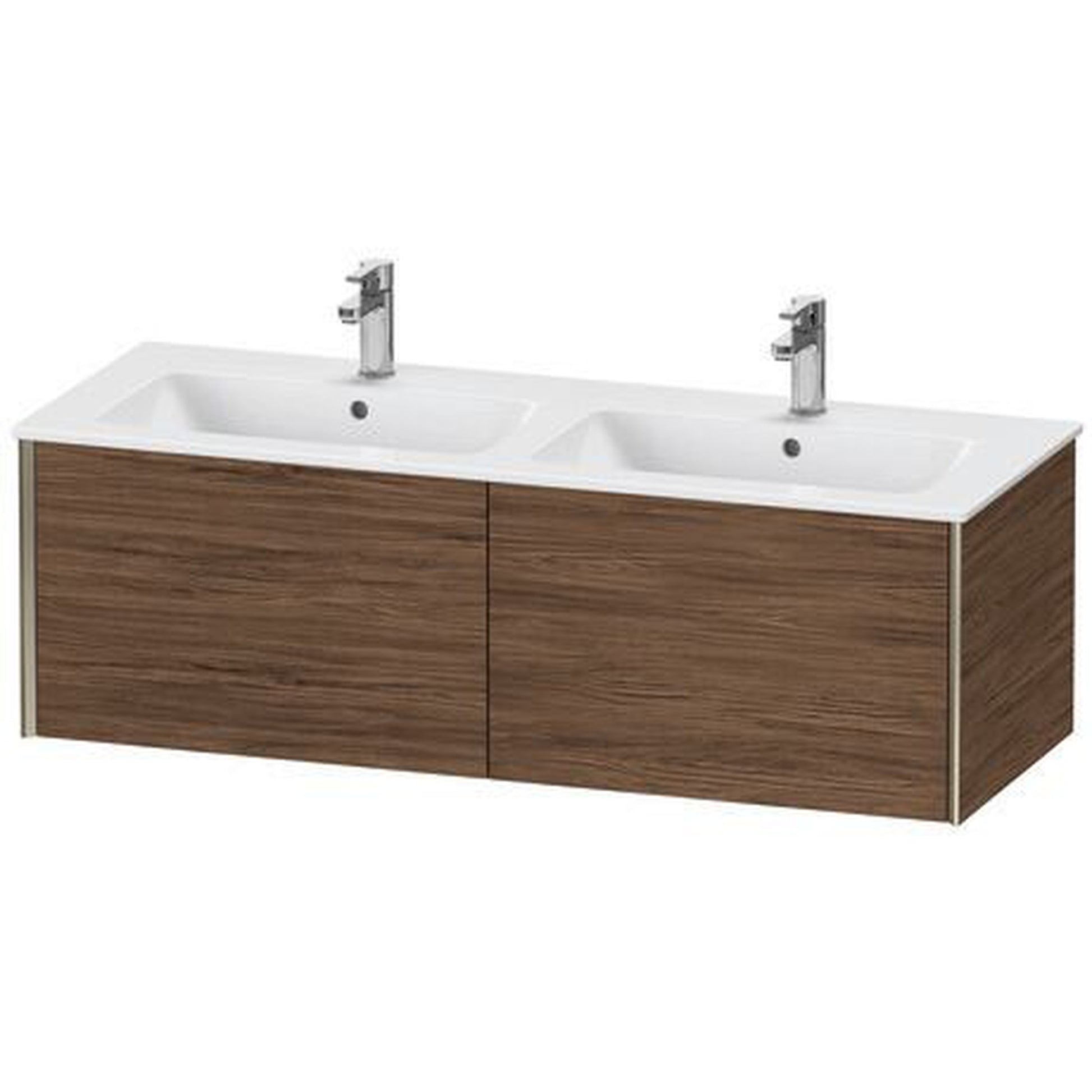 Duravit Xviu 50" x 16" x 19" Two Drawer Wall-Mount Vanity Unit, Walnut Dark (XV40290B121)