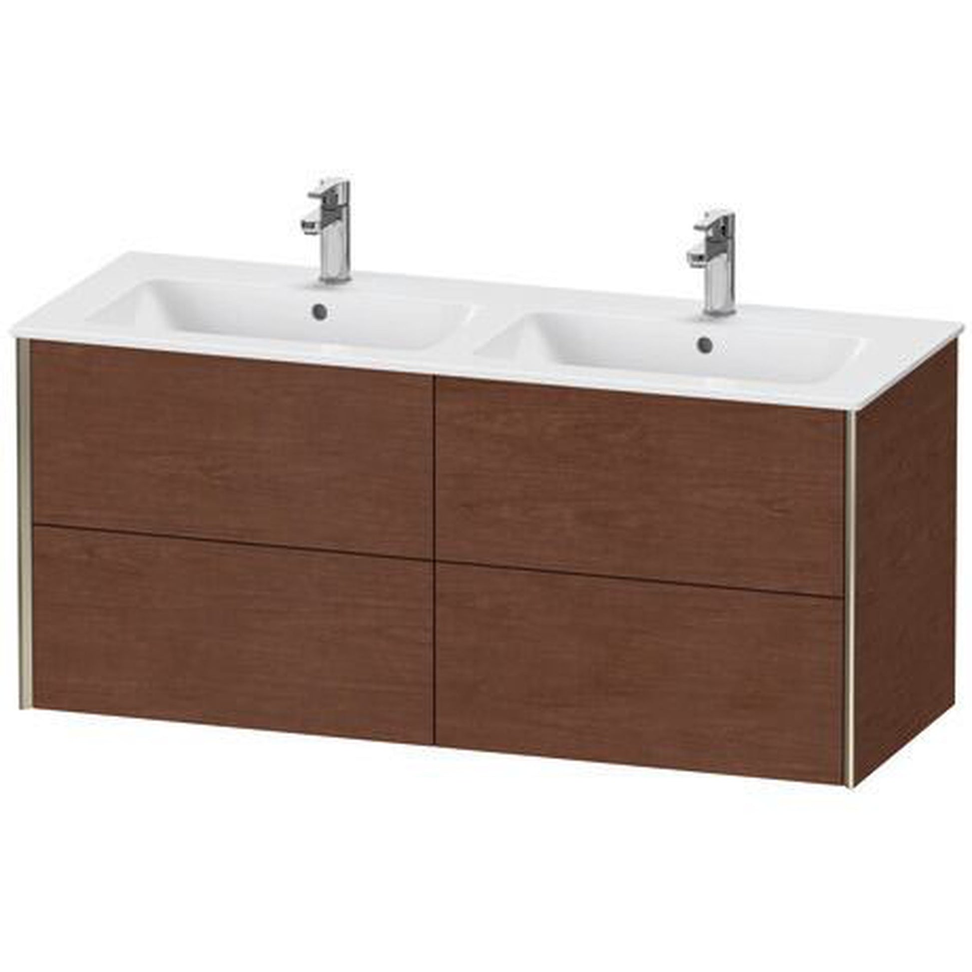Duravit Xviu 50" x 22" x 19" Four Drawer Wall-Mount Vanity Unit, American Walnut (XV41290B113)