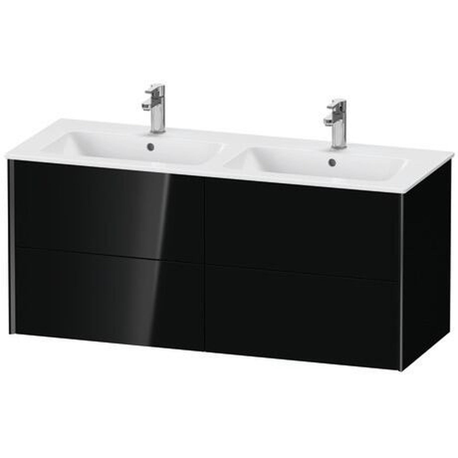 Duravit Xviu 50" x 22" x 19" Four Drawer Wall-Mount Vanity Unit, Black High Gloss Lacquer (XV41290B240)