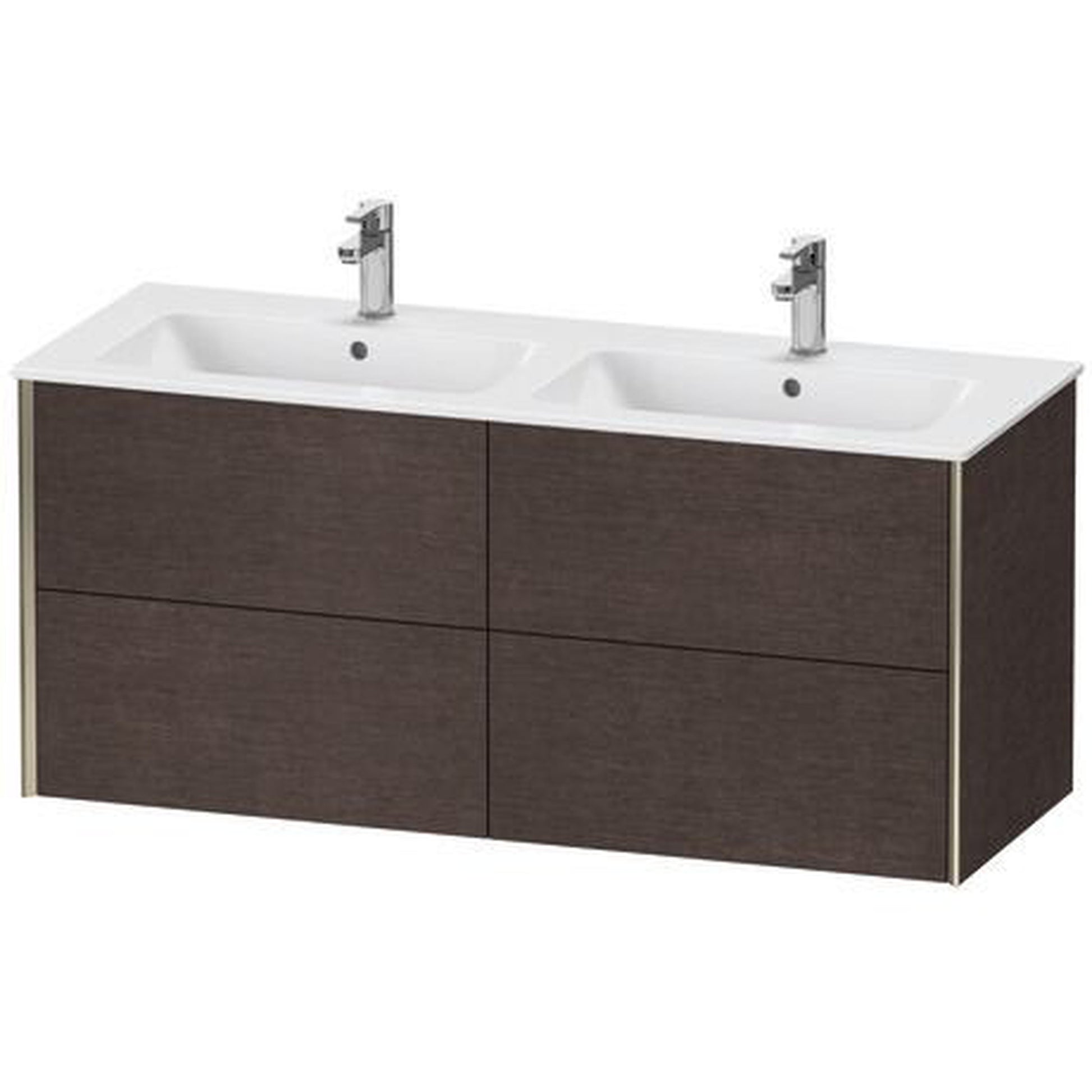 Duravit Xviu 50" x 22" x 19" Four Drawer Wall-Mount Vanity Unit, Brushed Dark Oak Real Wood Veneer (XV41290B172)