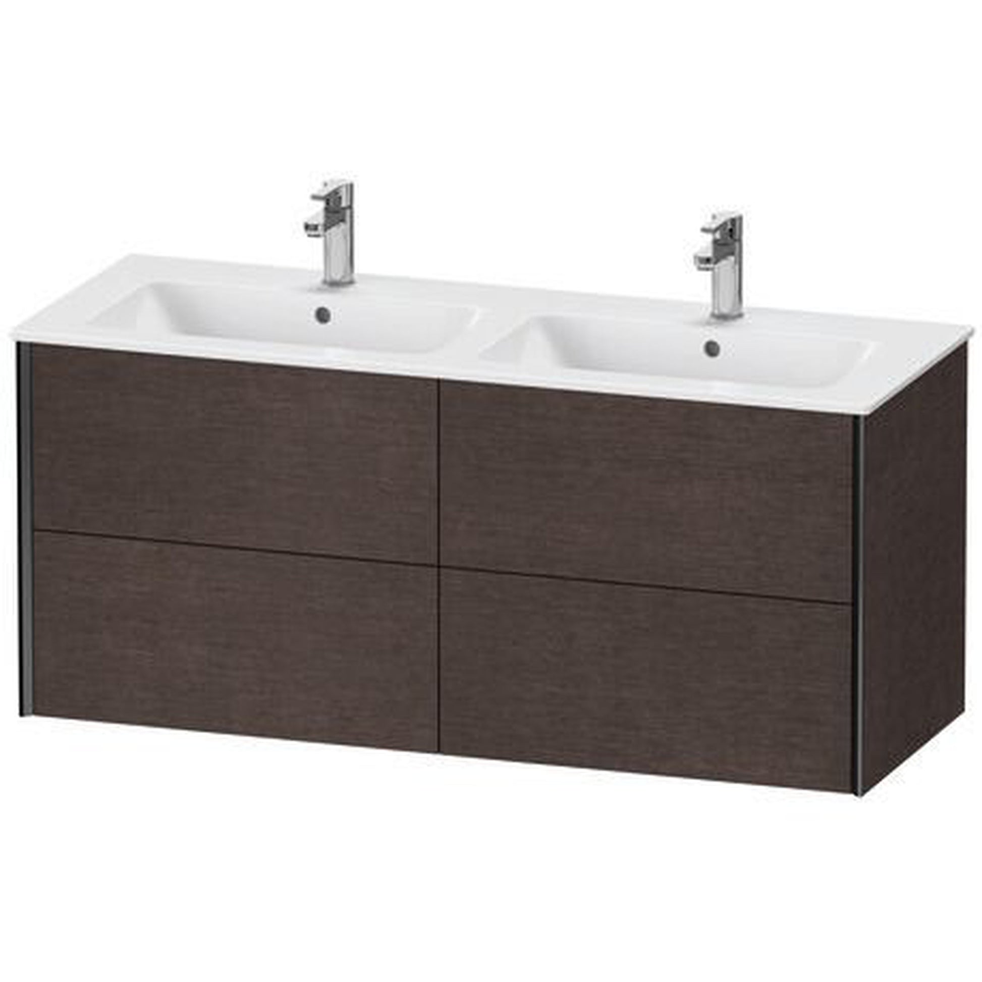 Duravit Xviu 50" x 22" x 19" Four Drawer Wall-Mount Vanity Unit, Brushed Dark Oak Real Wood Veneer (XV41290B272)