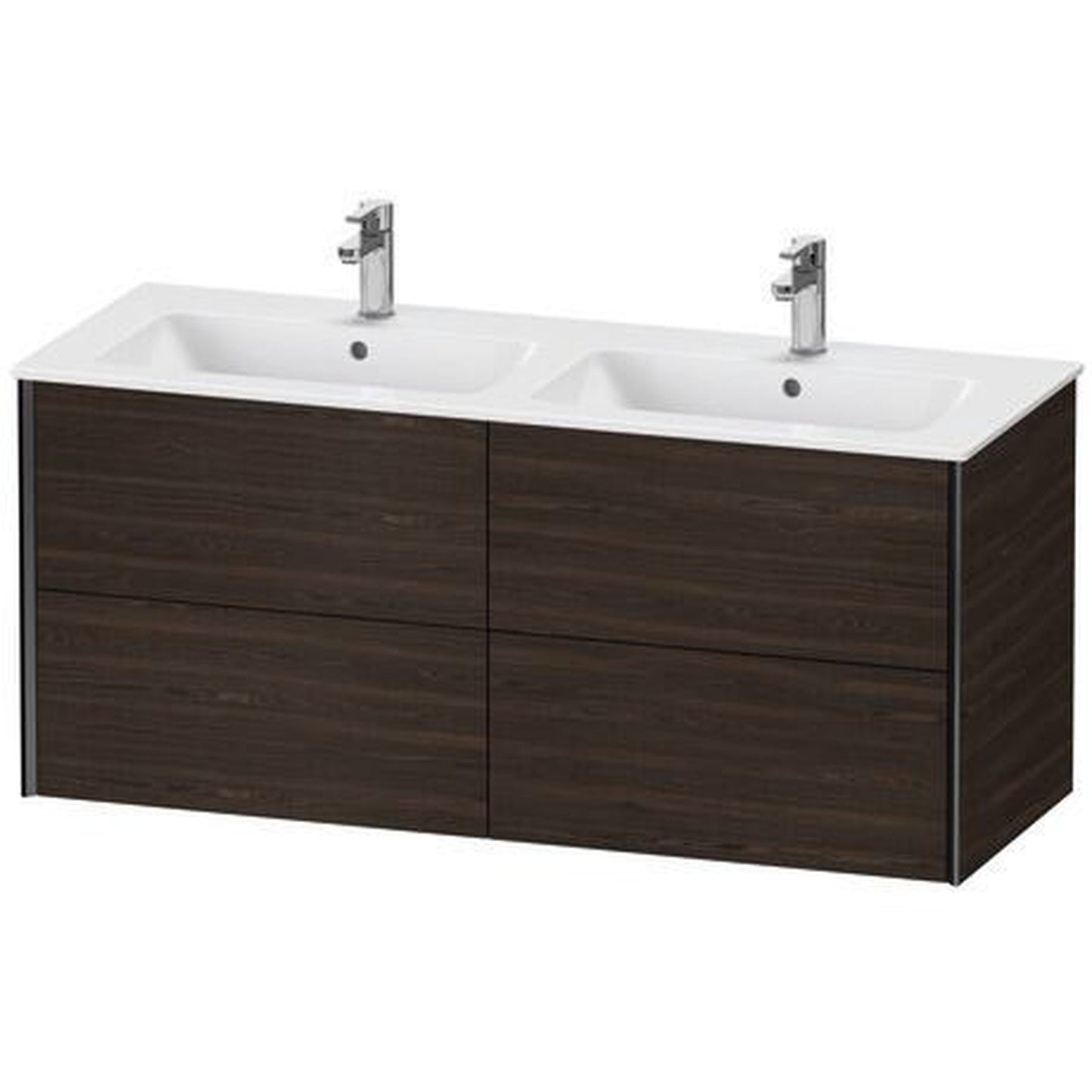 Duravit Xviu 50" x 22" x 19" Four Drawer Wall-Mount Vanity Unit, Brushed Walnut Real Wood Veneer (XV41290B269)
