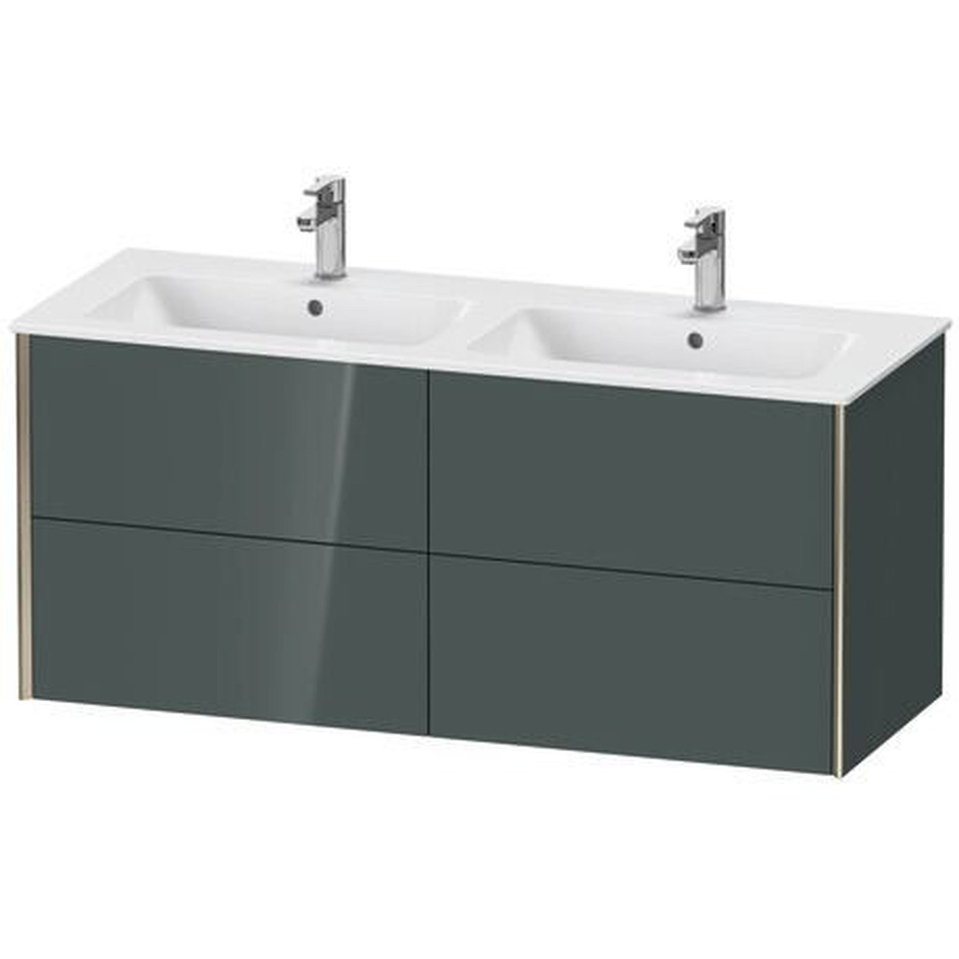 Duravit Xviu 50" x 22" x 19" Four Drawer Wall-Mount Vanity Unit, Dolomiti Grey High Gloss Lacquer (XV41290B138)