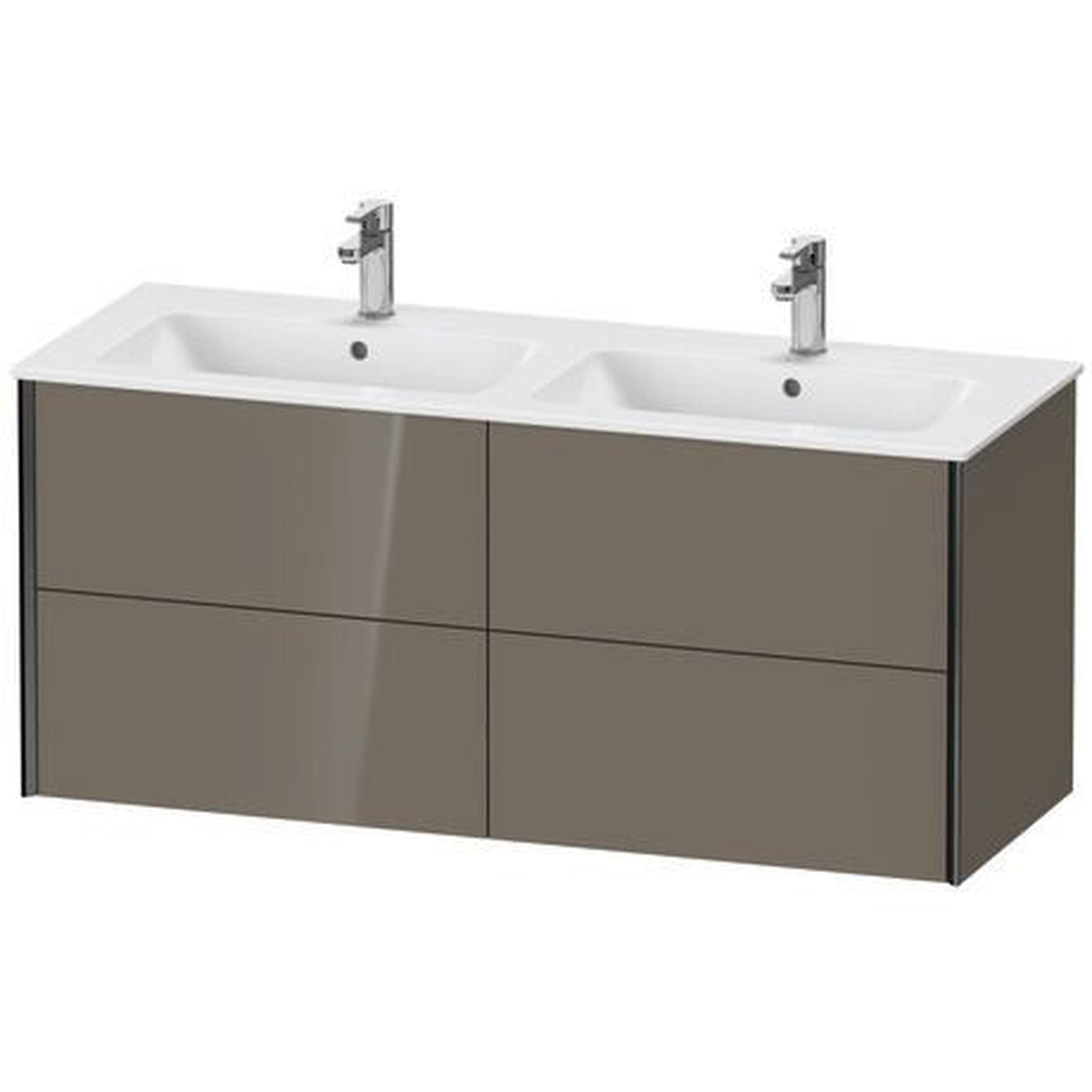 Duravit Xviu 50" x 22" x 19" Four Drawer Wall-Mount Vanity Unit, Flannel Grey High Gloss Lacquer (XV41290B289)