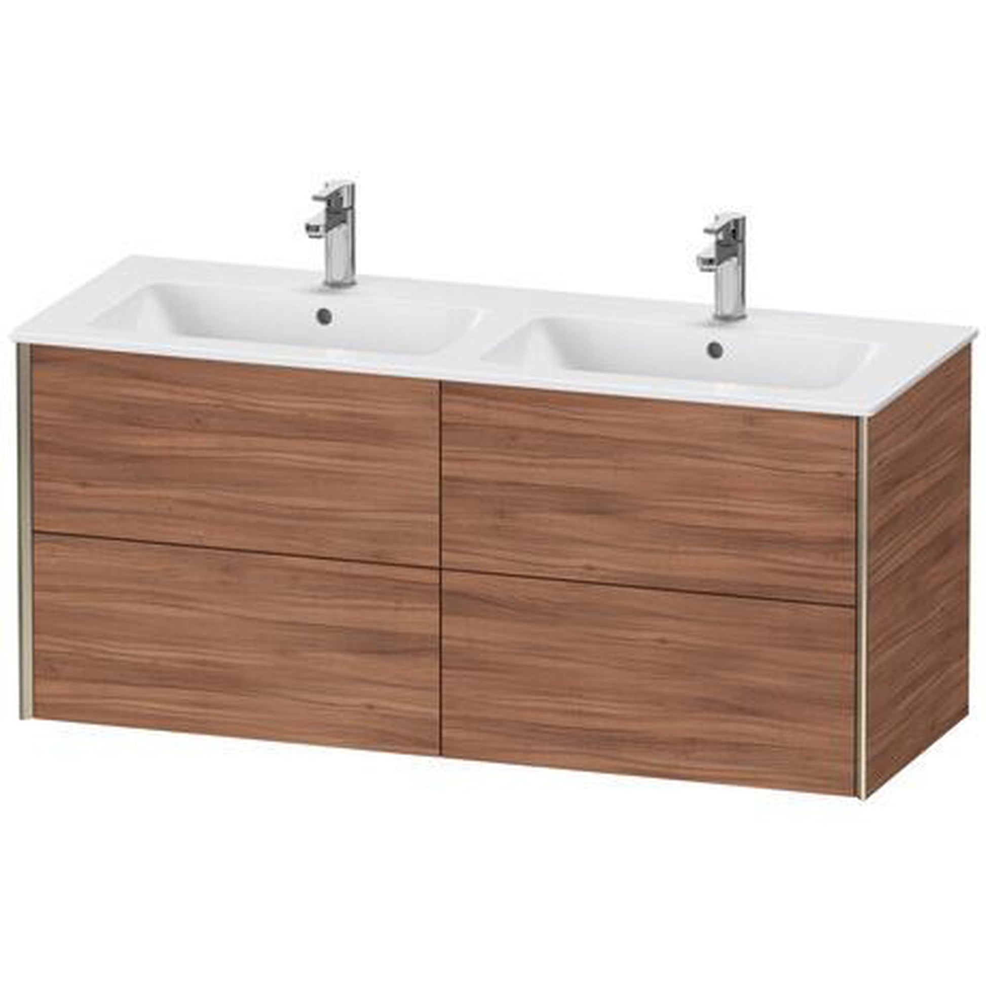 Duravit Xviu 50" x 22" x 19" Four Drawer Wall-Mount Vanity Unit, Natural Walnut (XV41290B179)