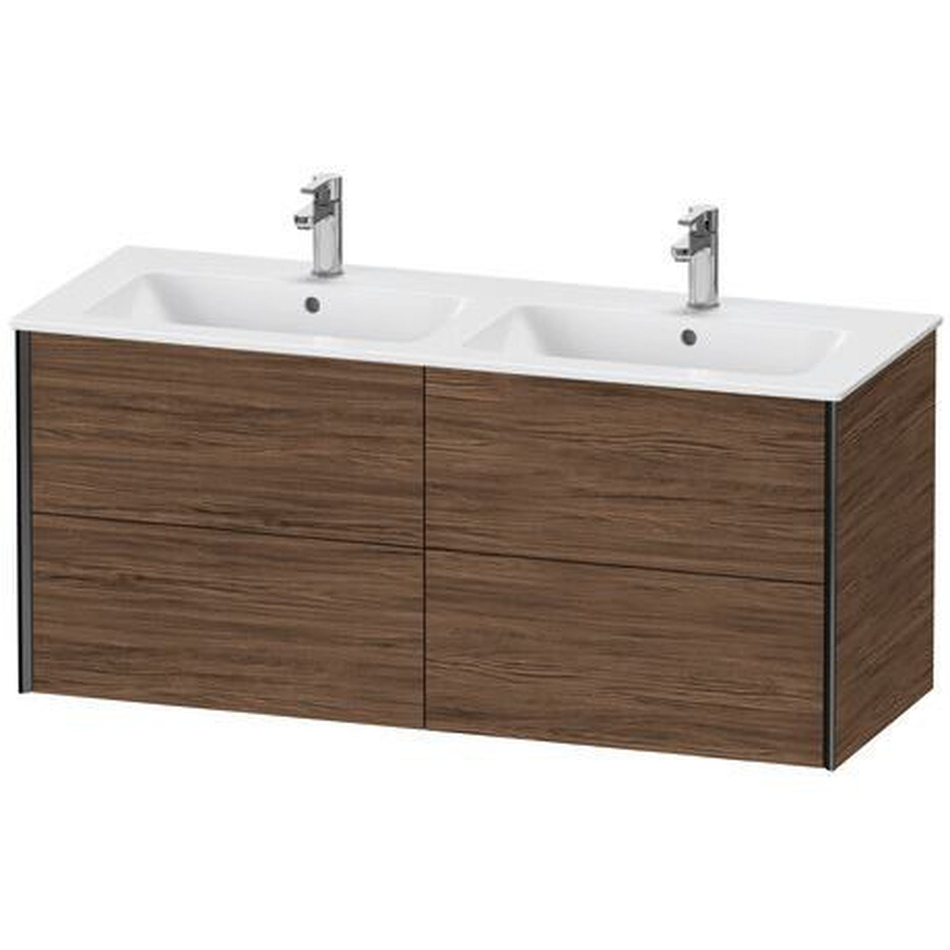 Duravit Xviu 50" x 22" x 19" Four Drawer Wall-Mount Vanity Unit, Walnut Dark (XV41290B221)