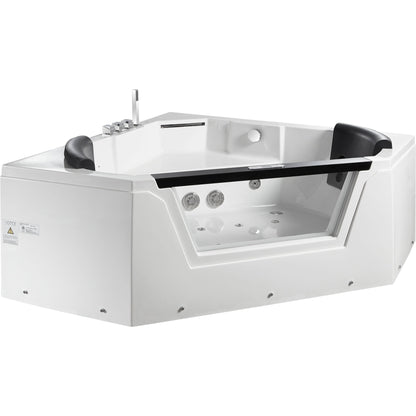 Eago Clear Corner Whirlpool 5 ft Acrylic White Bathtub