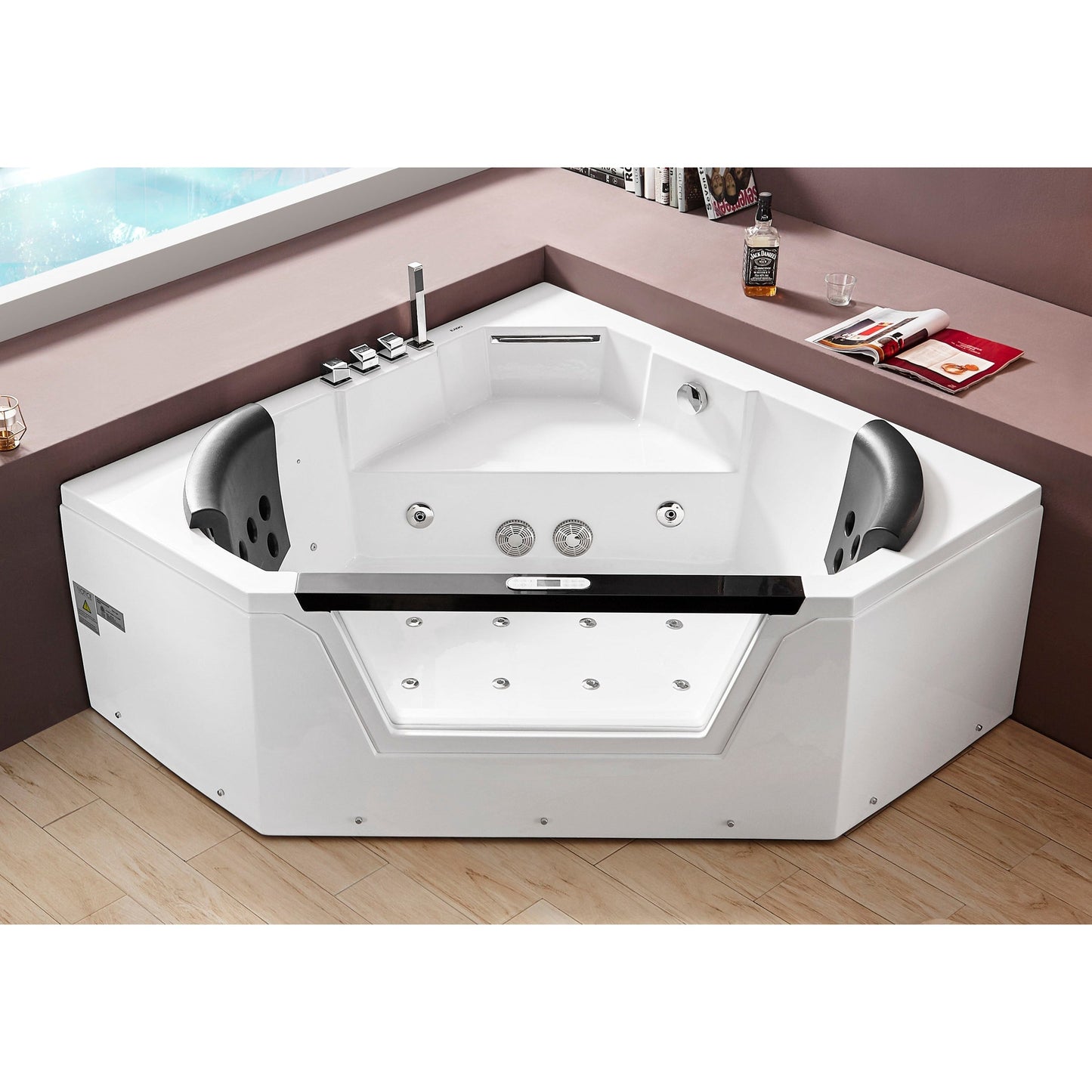 Eago Clear Corner Whirlpool 5 ft Acrylic White Bathtub