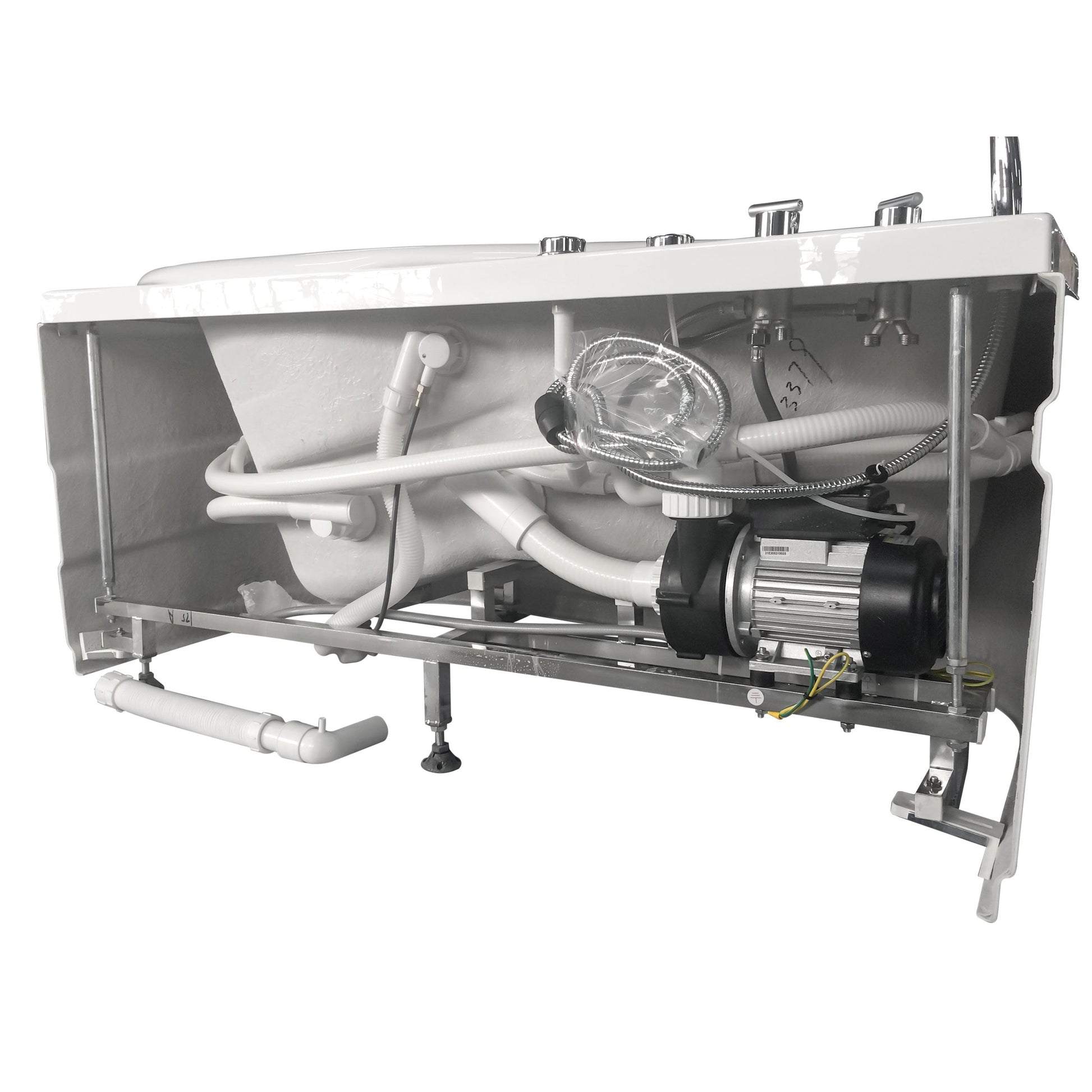 Eago Corner Whirlpool 5" Acrylic White Bathtub Drain on Left